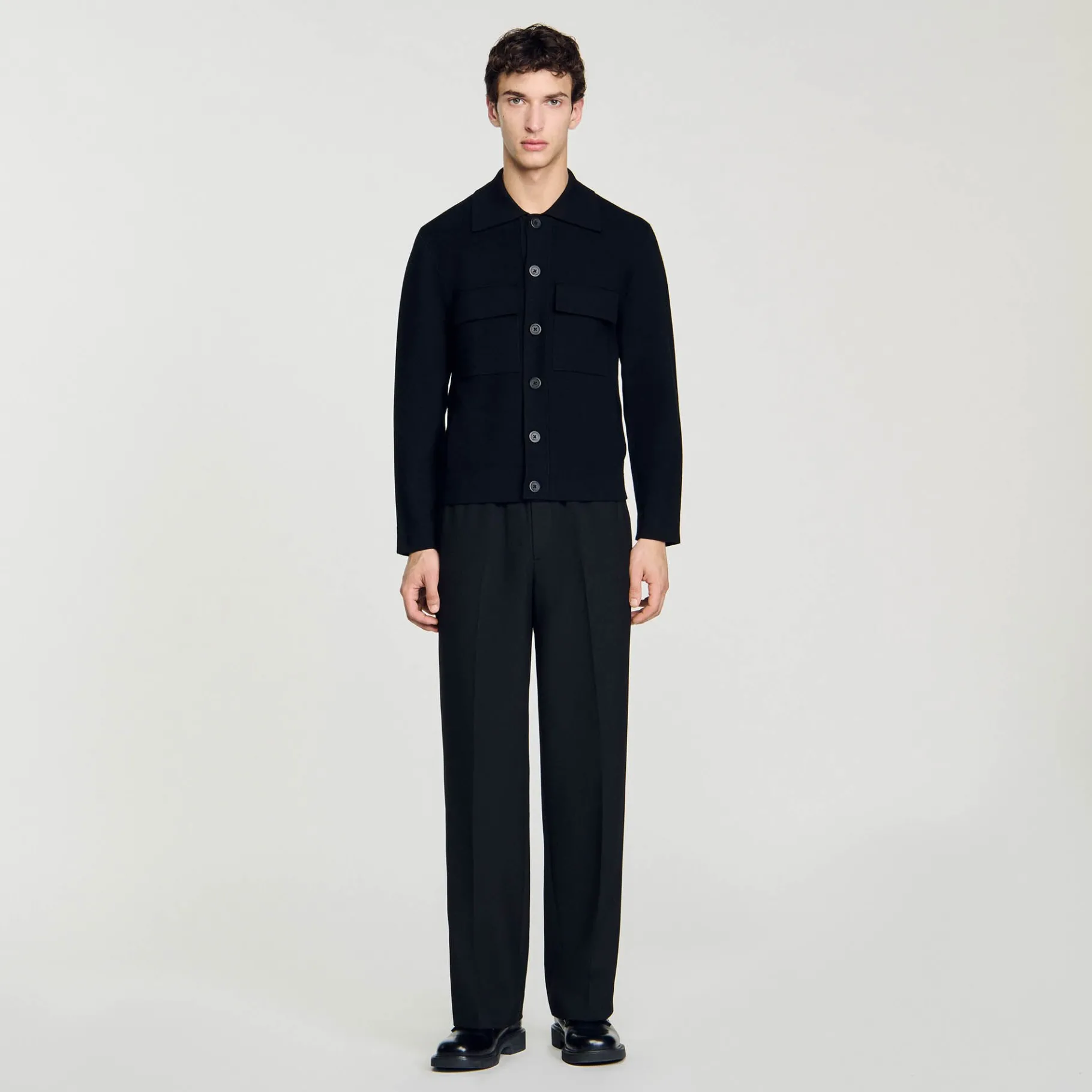 Shop SANDRO Blouson En Maille Noir