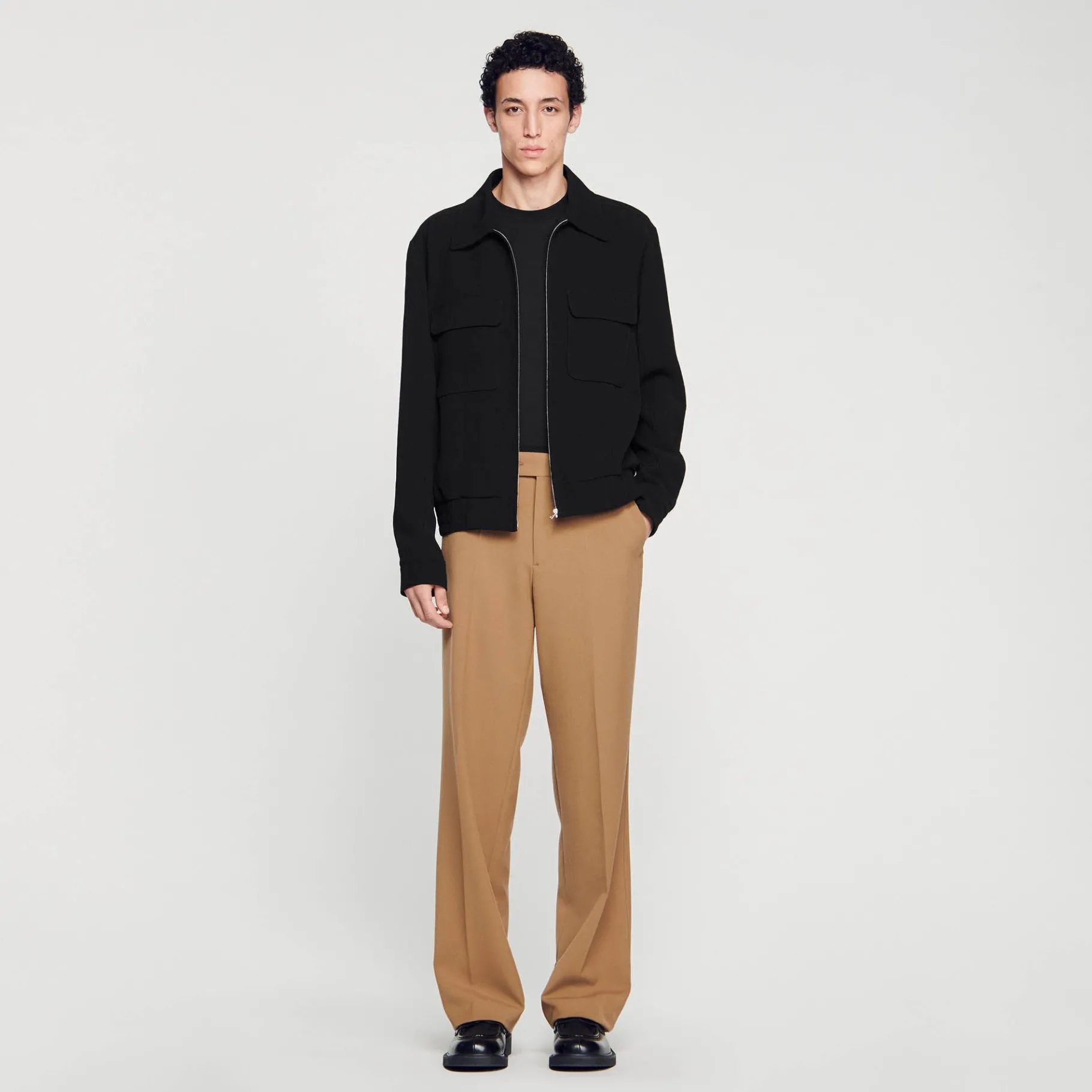 Cheap SANDRO Blouson Zippé Noir