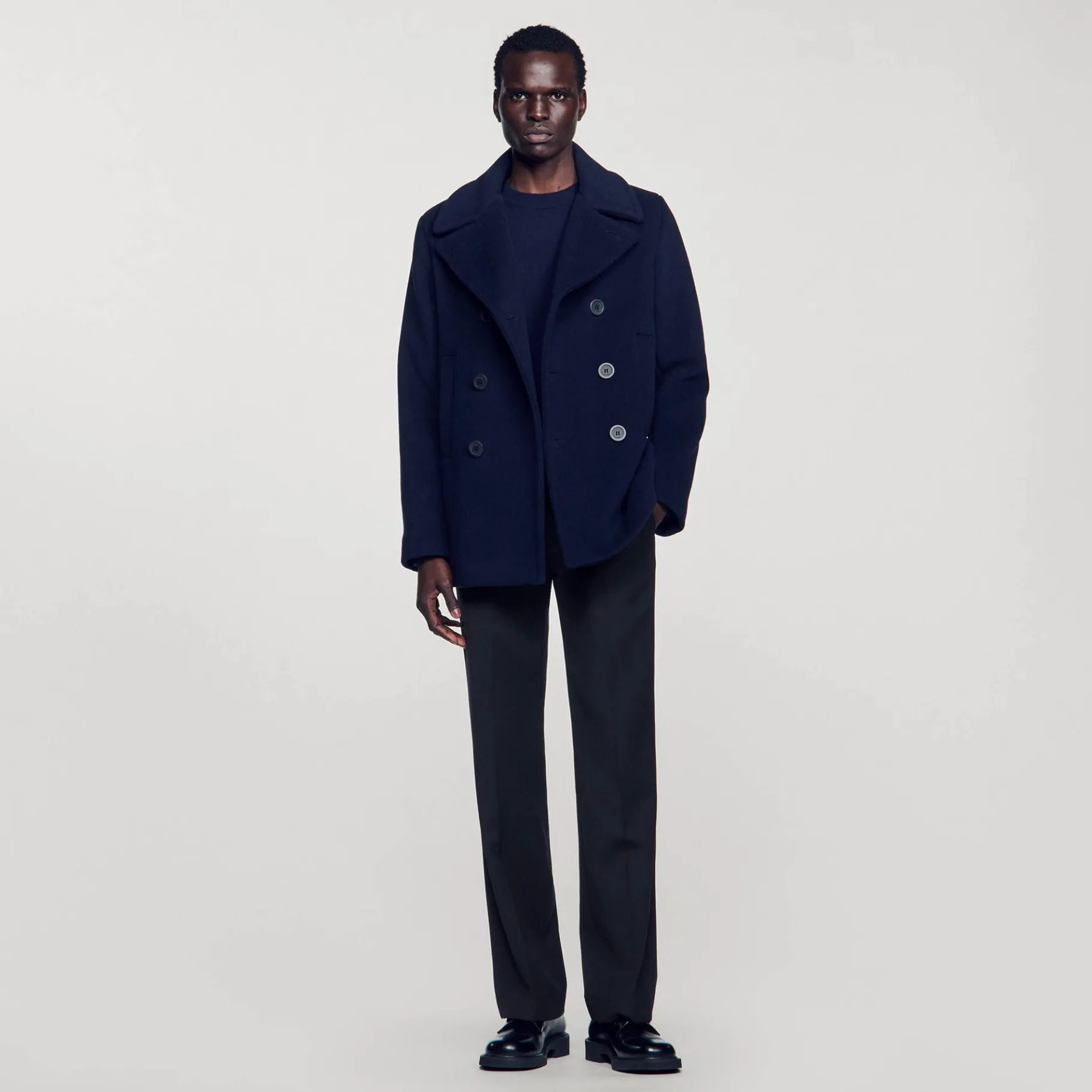 Fashion SANDRO Caban En Laine Marine