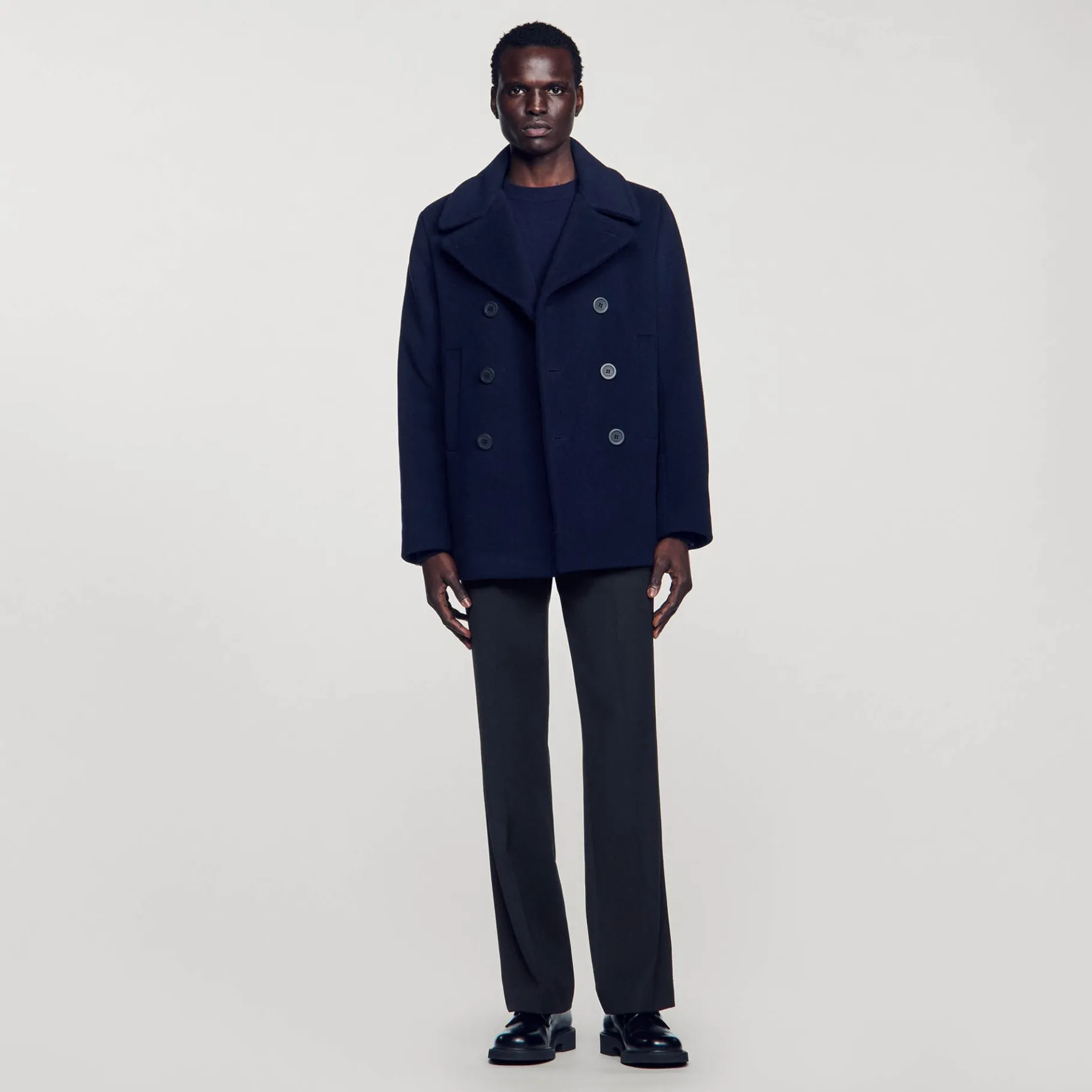 Fashion SANDRO Caban En Laine Marine