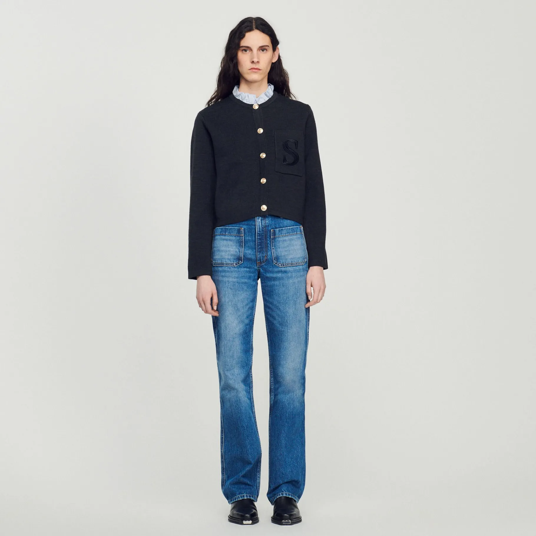 Cheap SANDRO Cardigan En Laine Certifiée Anthracite