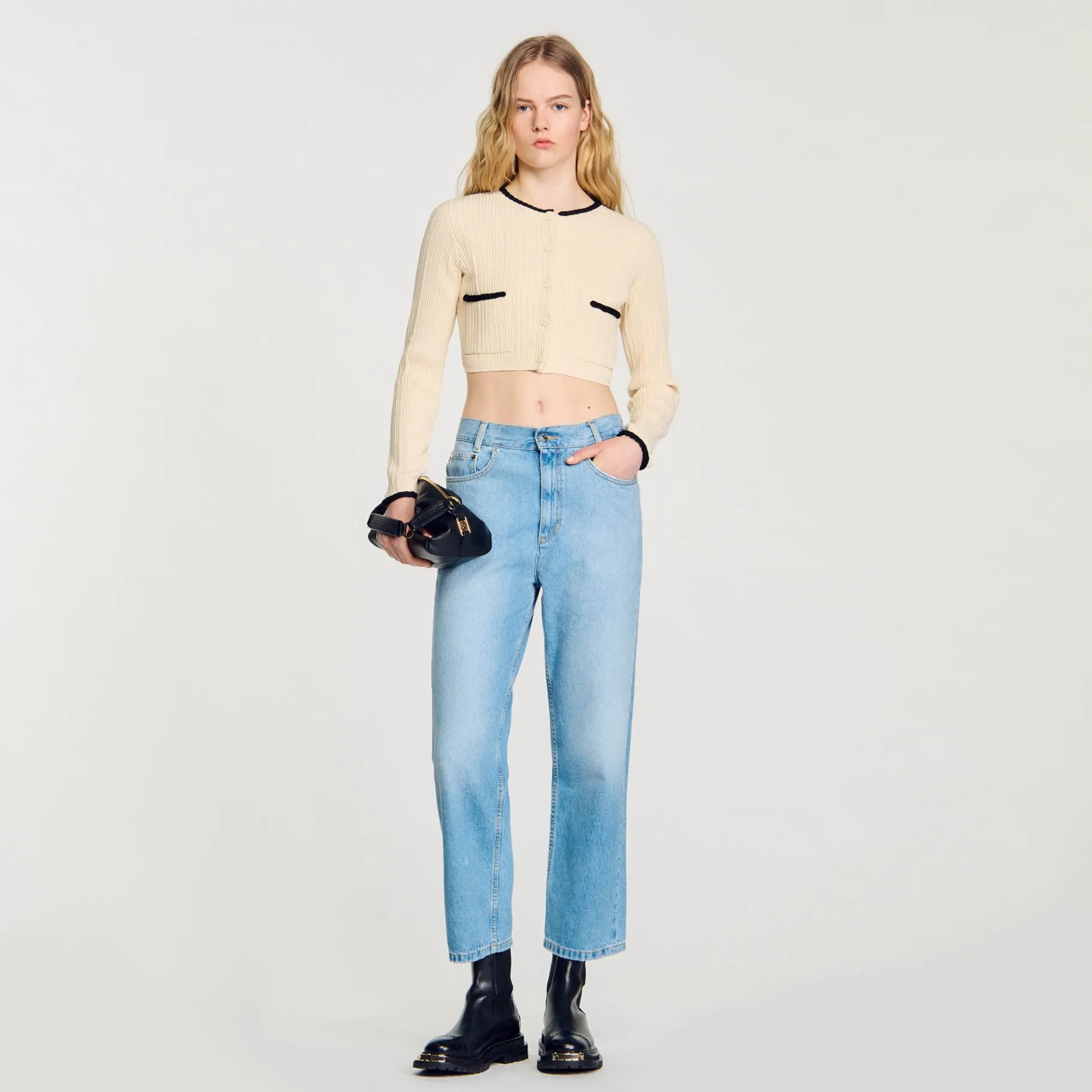 Clearance SANDRO Cardigan En Maille Pointelle Ecru