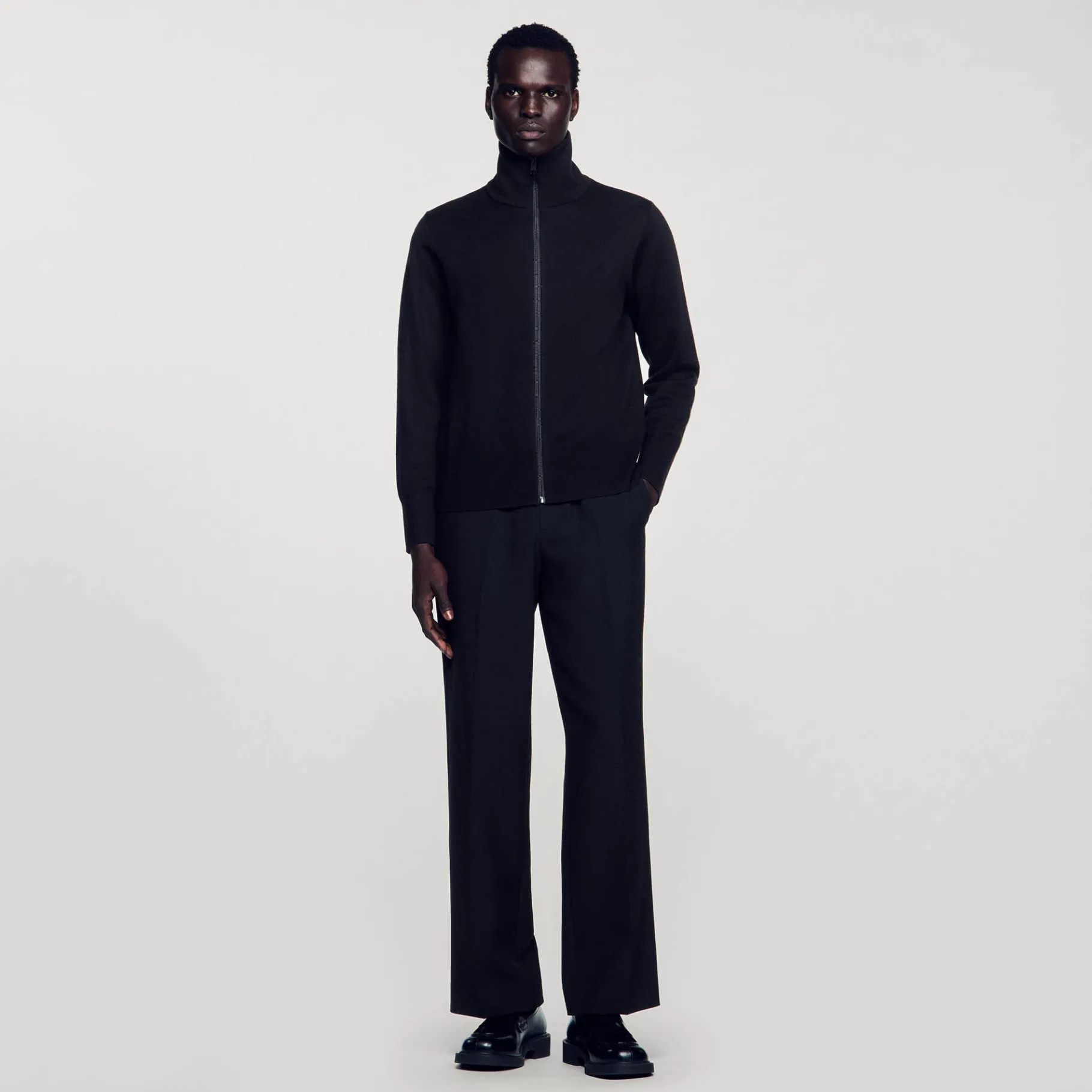 Cheap SANDRO Cardigan Zippé En Laine Noir
