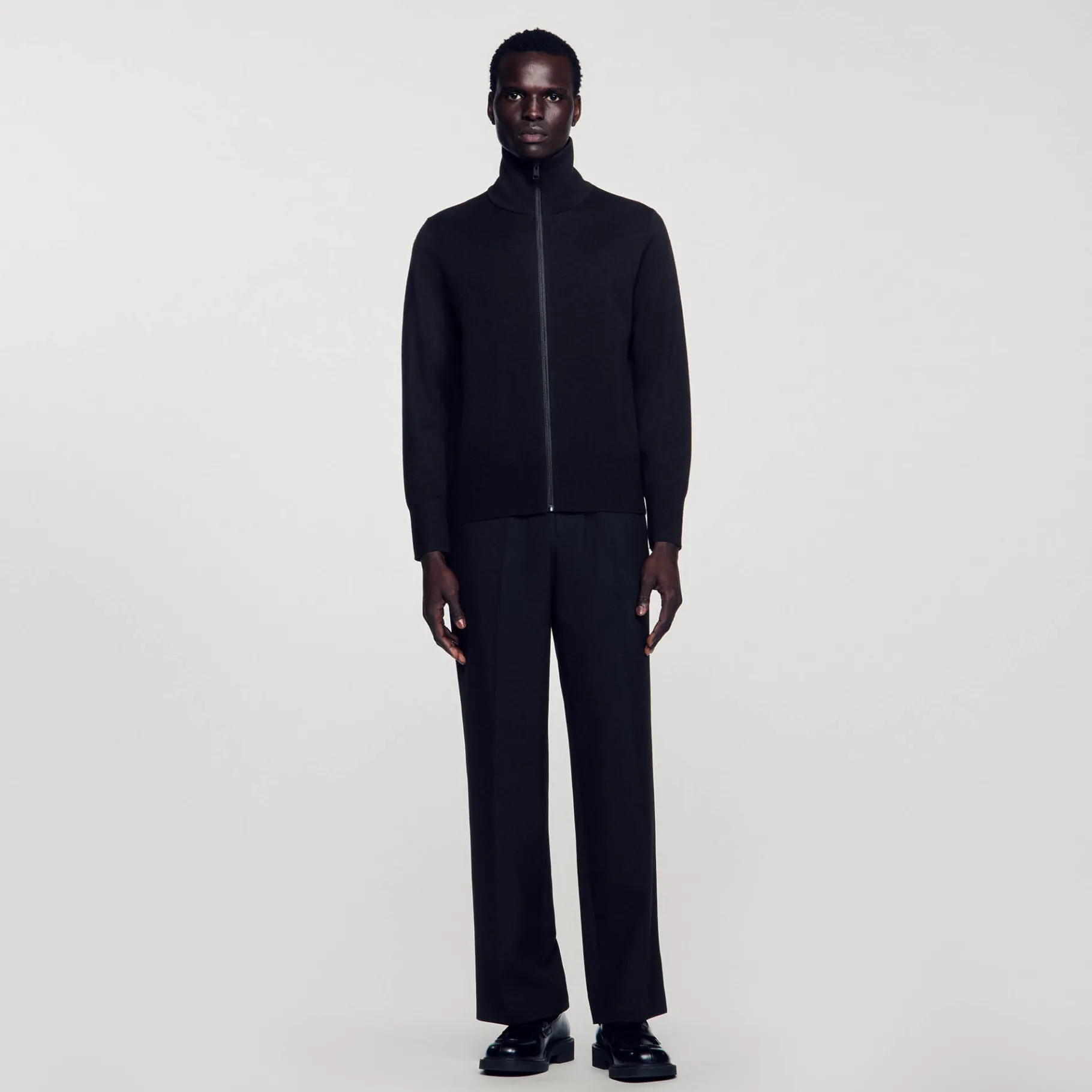 Cheap SANDRO Cardigan Zippé En Laine Noir