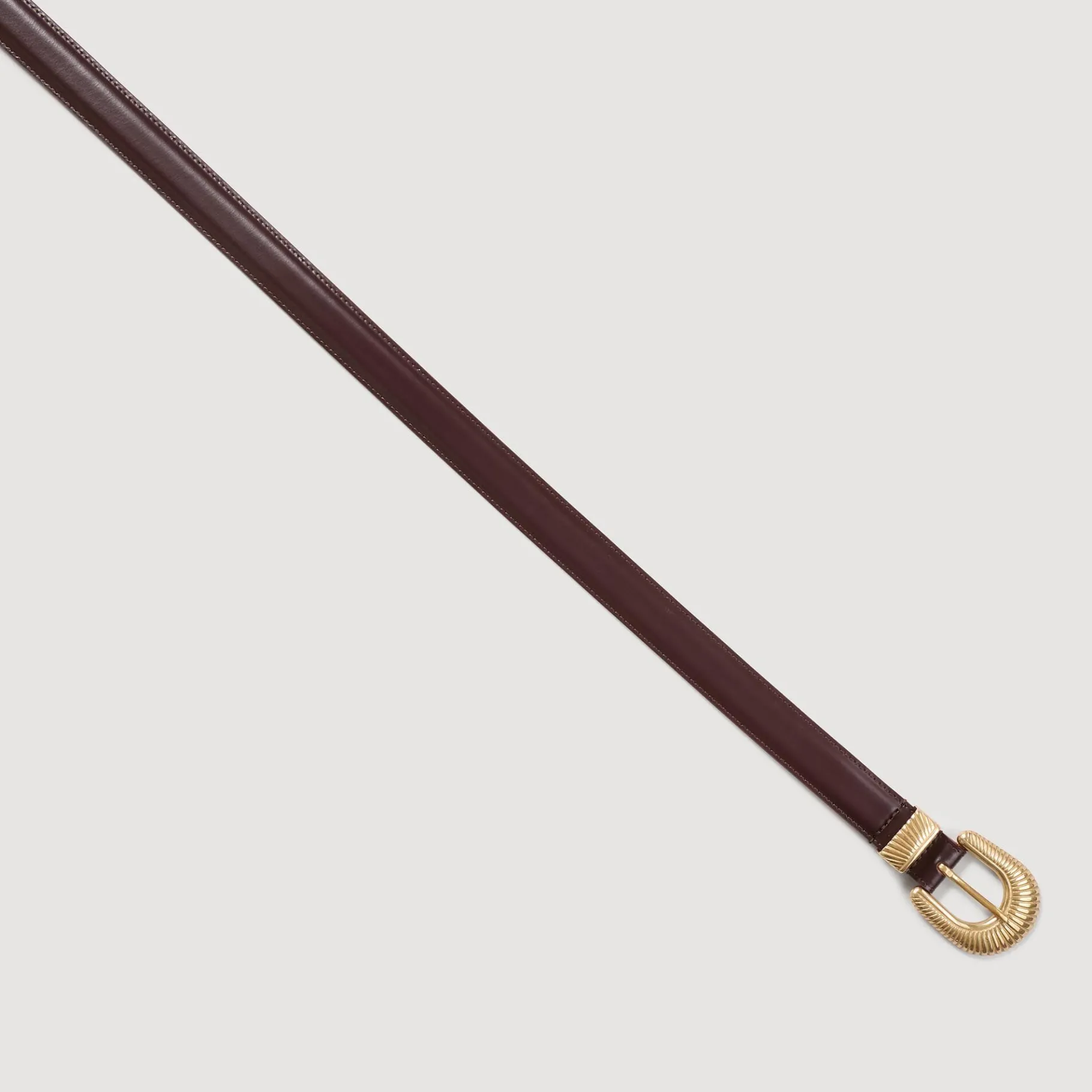 Shop SANDRO Ceinture En Cuir Bordeaux