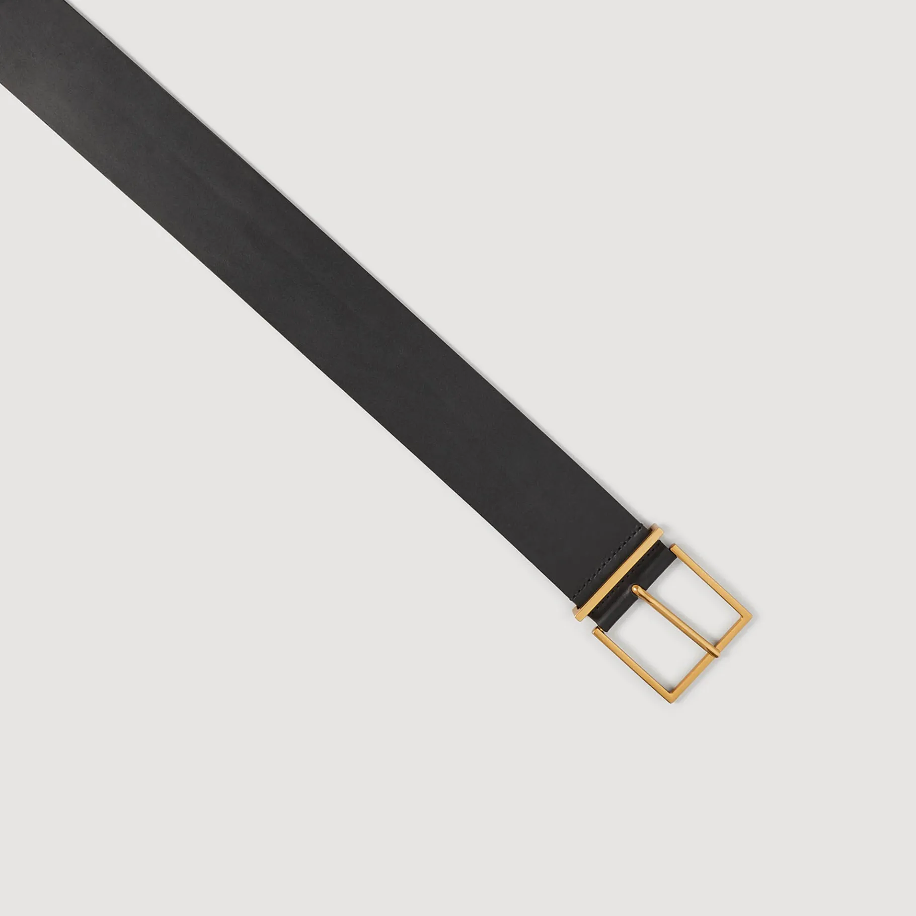 Store SANDRO Ceinture Large En Cuir Noir