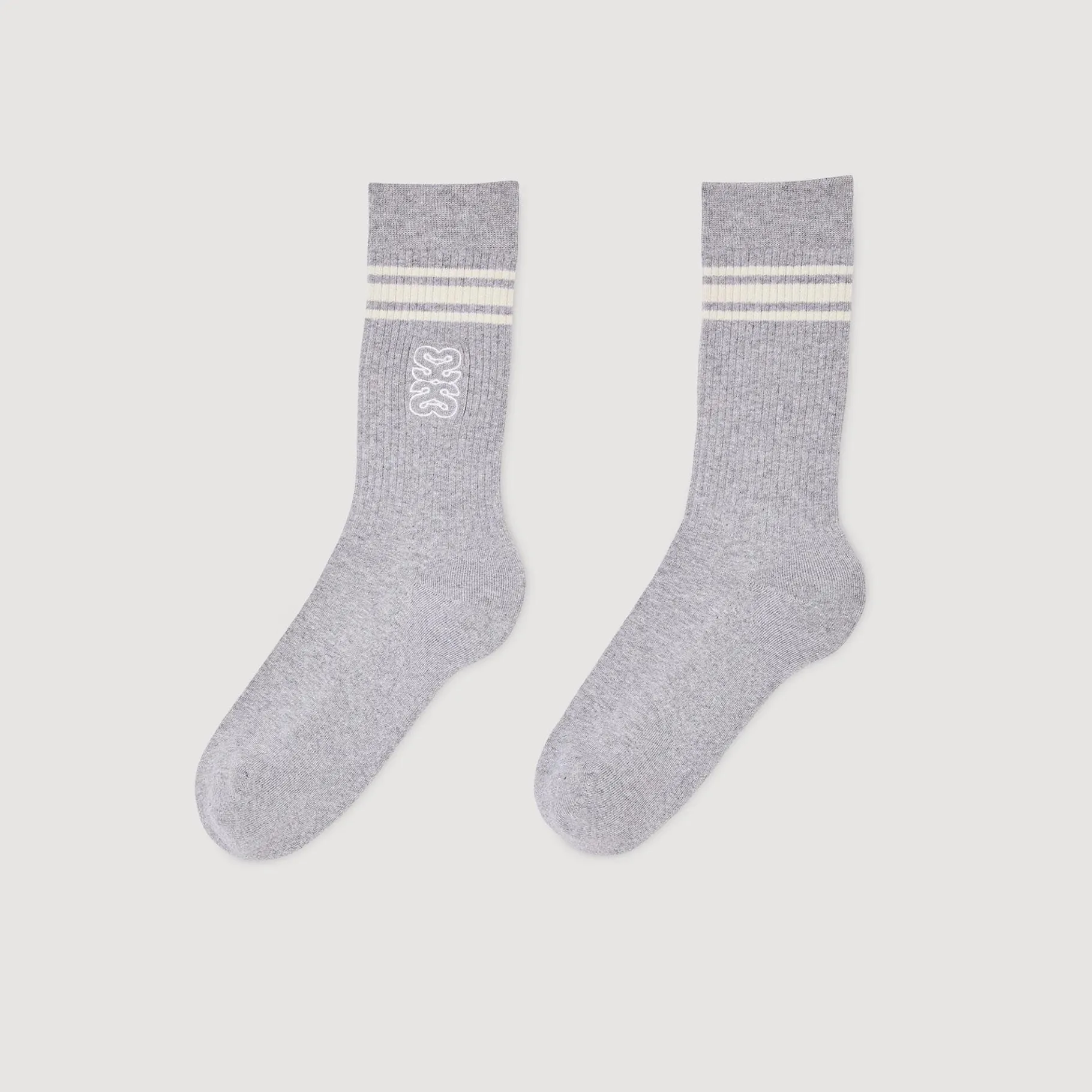 Cheap SANDRO Chaussettes Brodées Gris