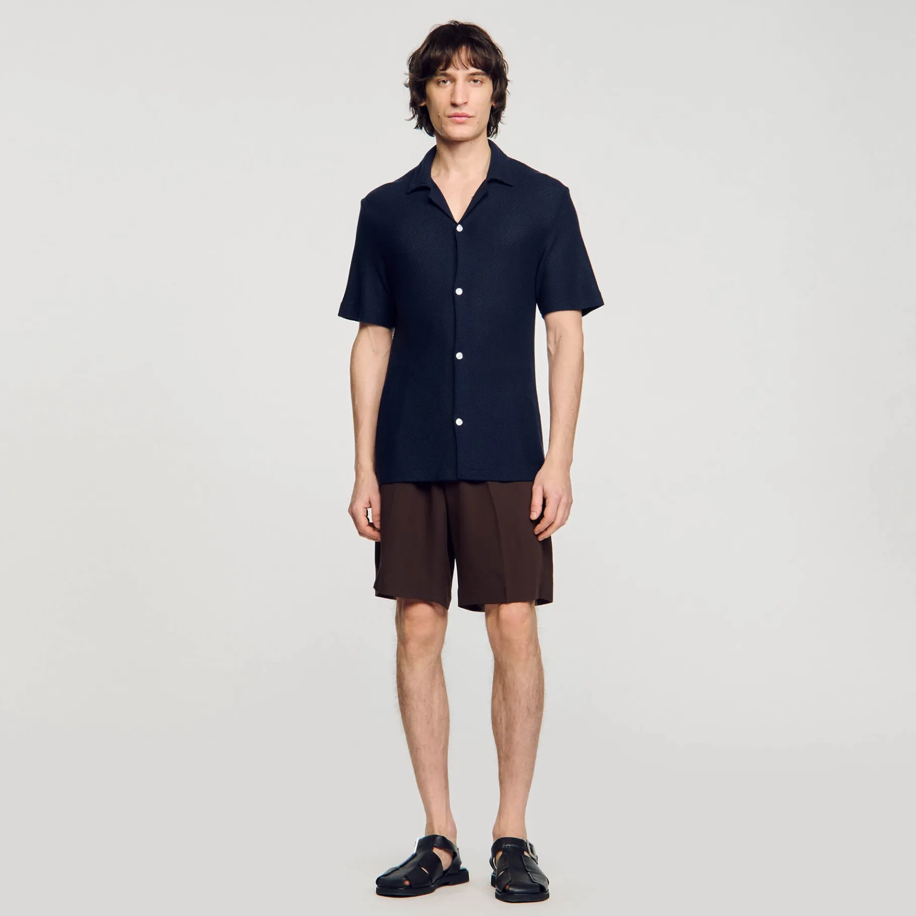 Cheap SANDRO Chemise à Col Requin Marine