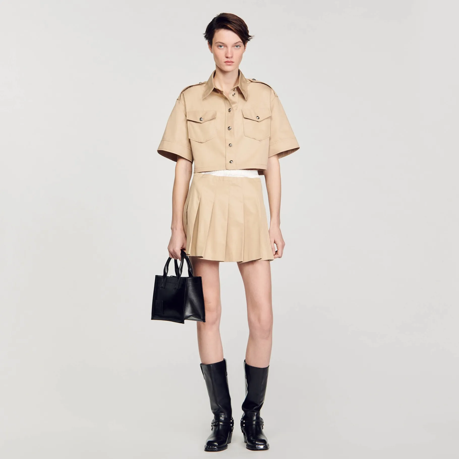 Online SANDRO Chemise Courte Officier Beige