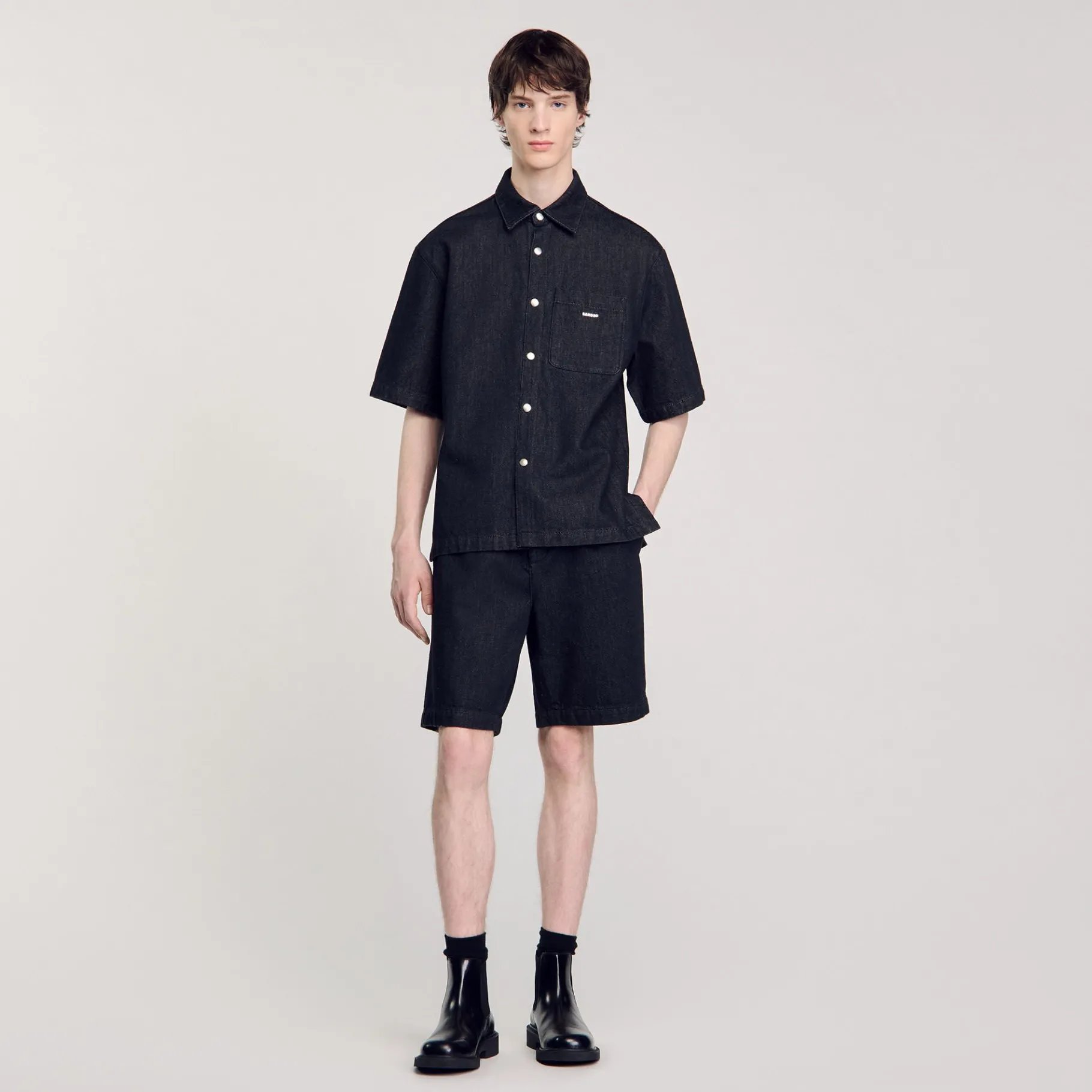 Fashion SANDRO Chemise En Denim Brut Noir