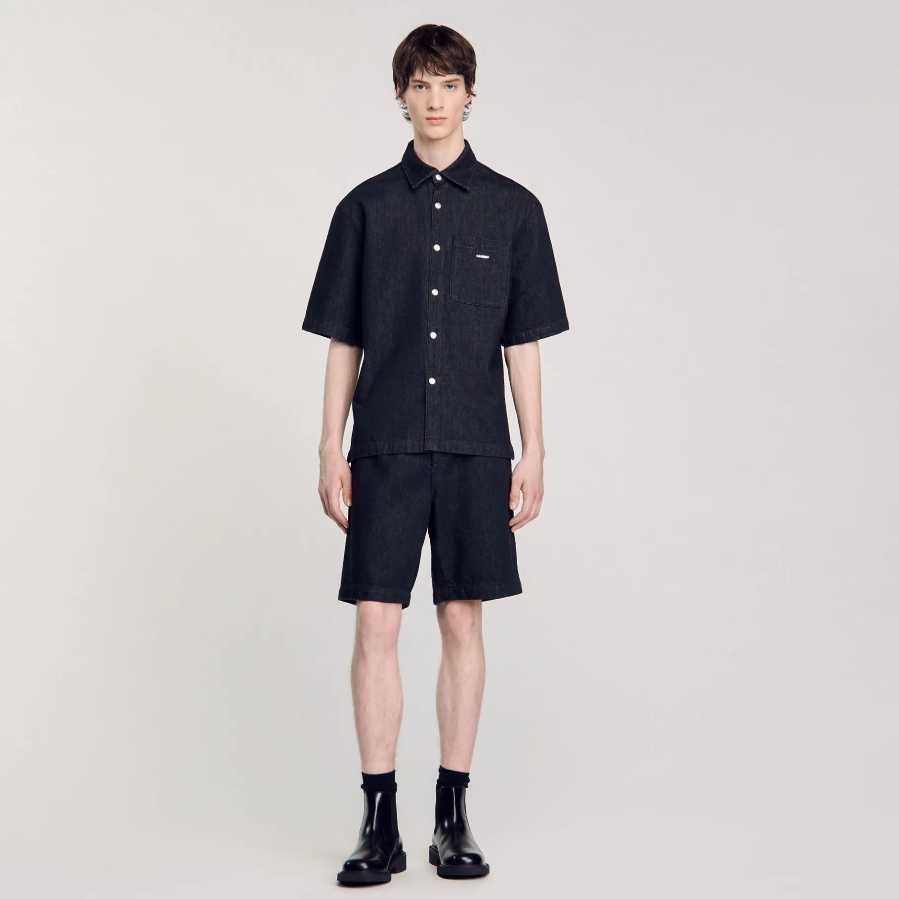 Fashion SANDRO Chemise En Denim Brut Noir