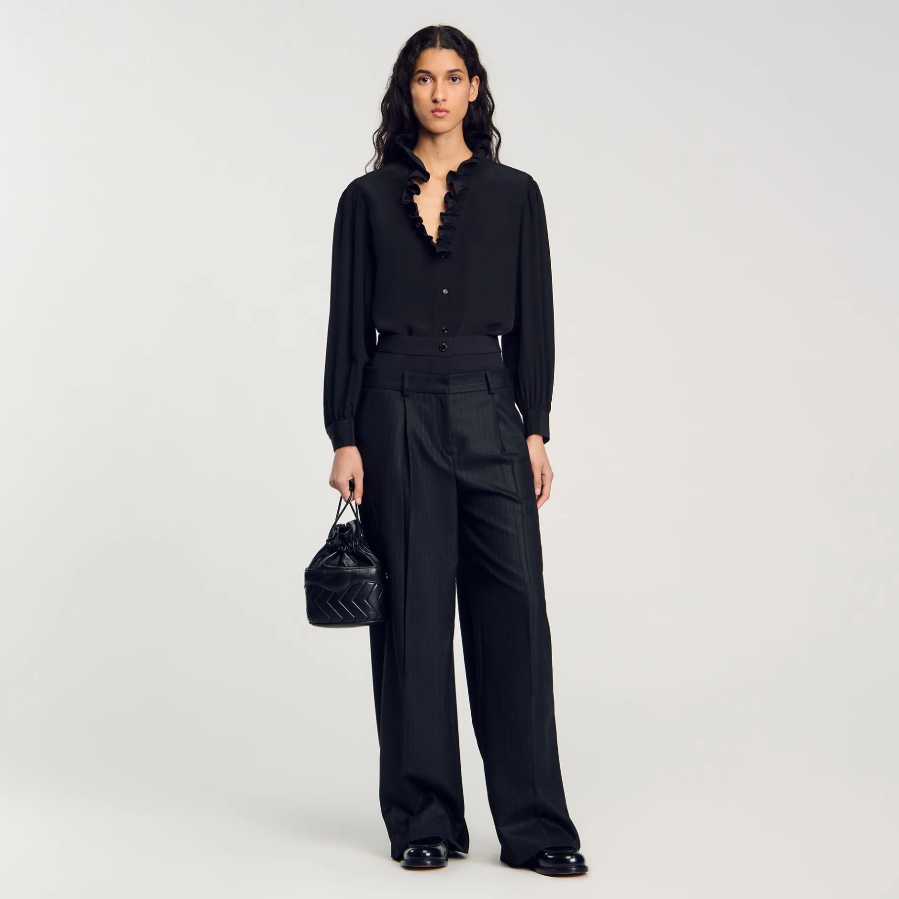 Hot SANDRO Chemise Fluide En Soie Noir