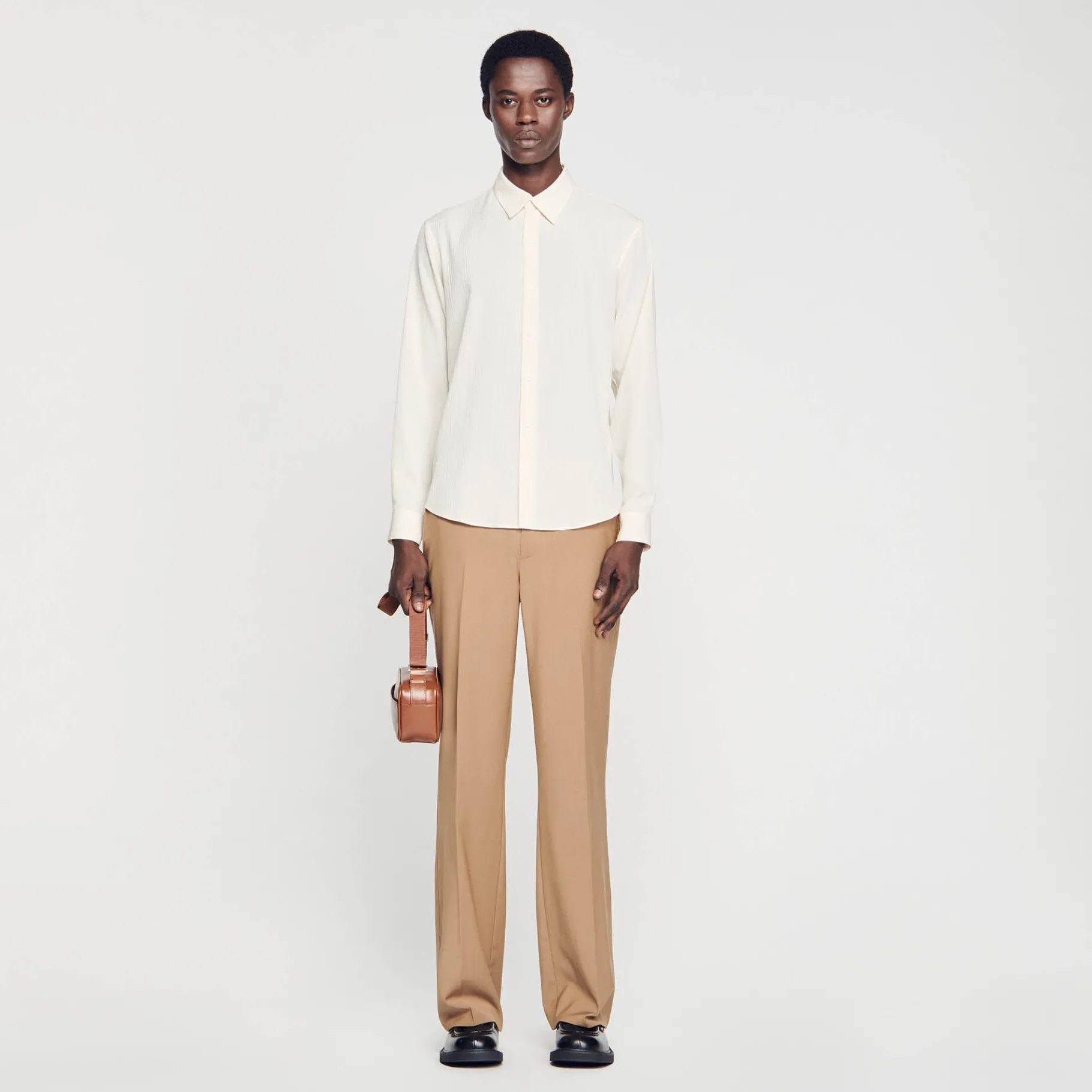 Fashion SANDRO Chemise Fluide Plissée Ecru