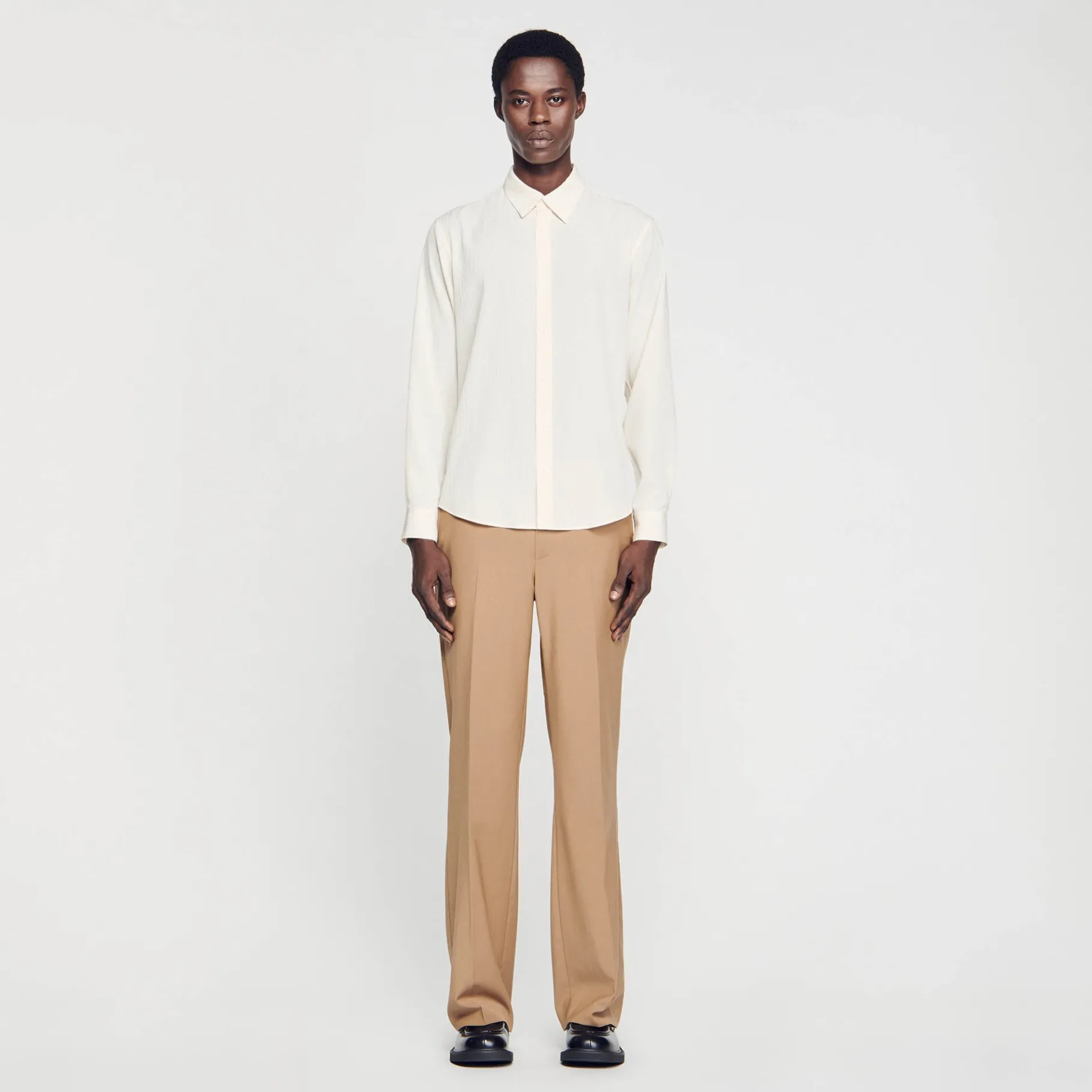 Fashion SANDRO Chemise Fluide Plissée Ecru