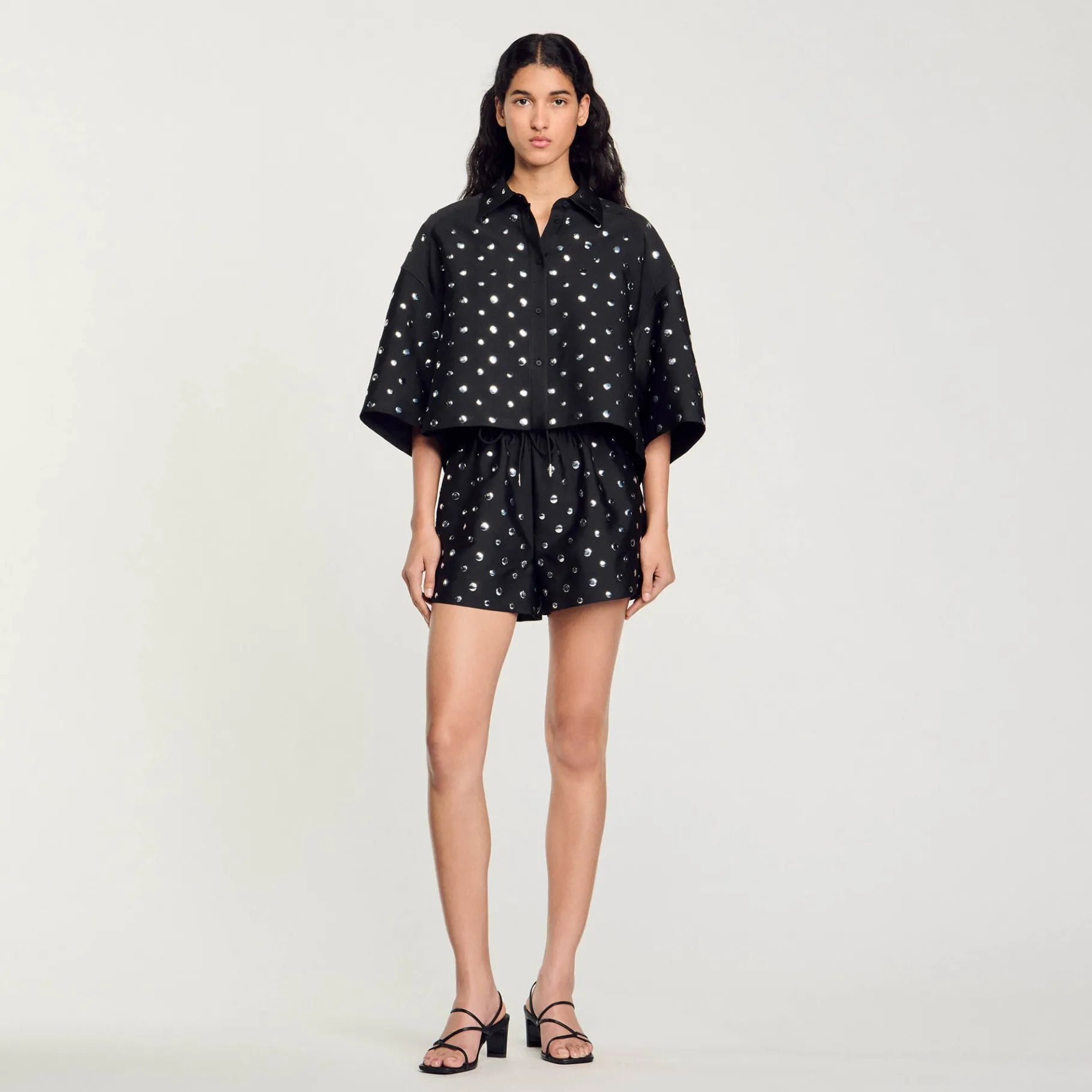 Sale SANDRO Chemise Ornée De Pastilles Noir