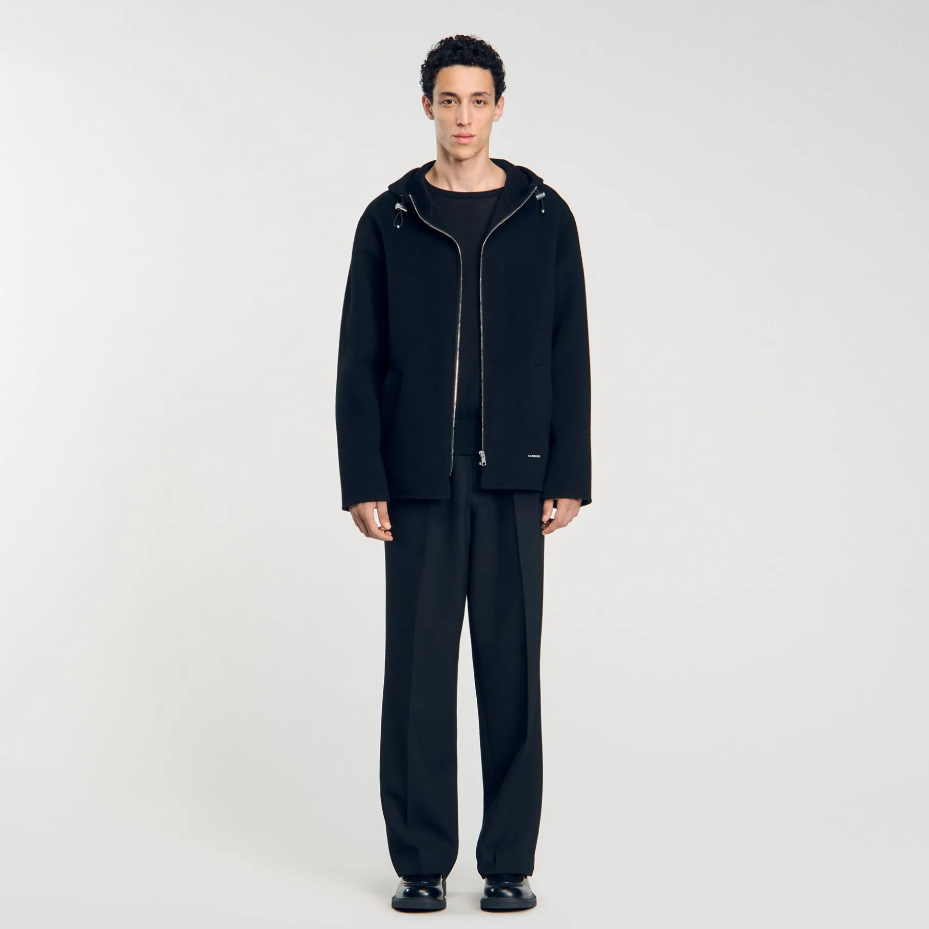 Cheap SANDRO Coupe-vent à Capuche Noir