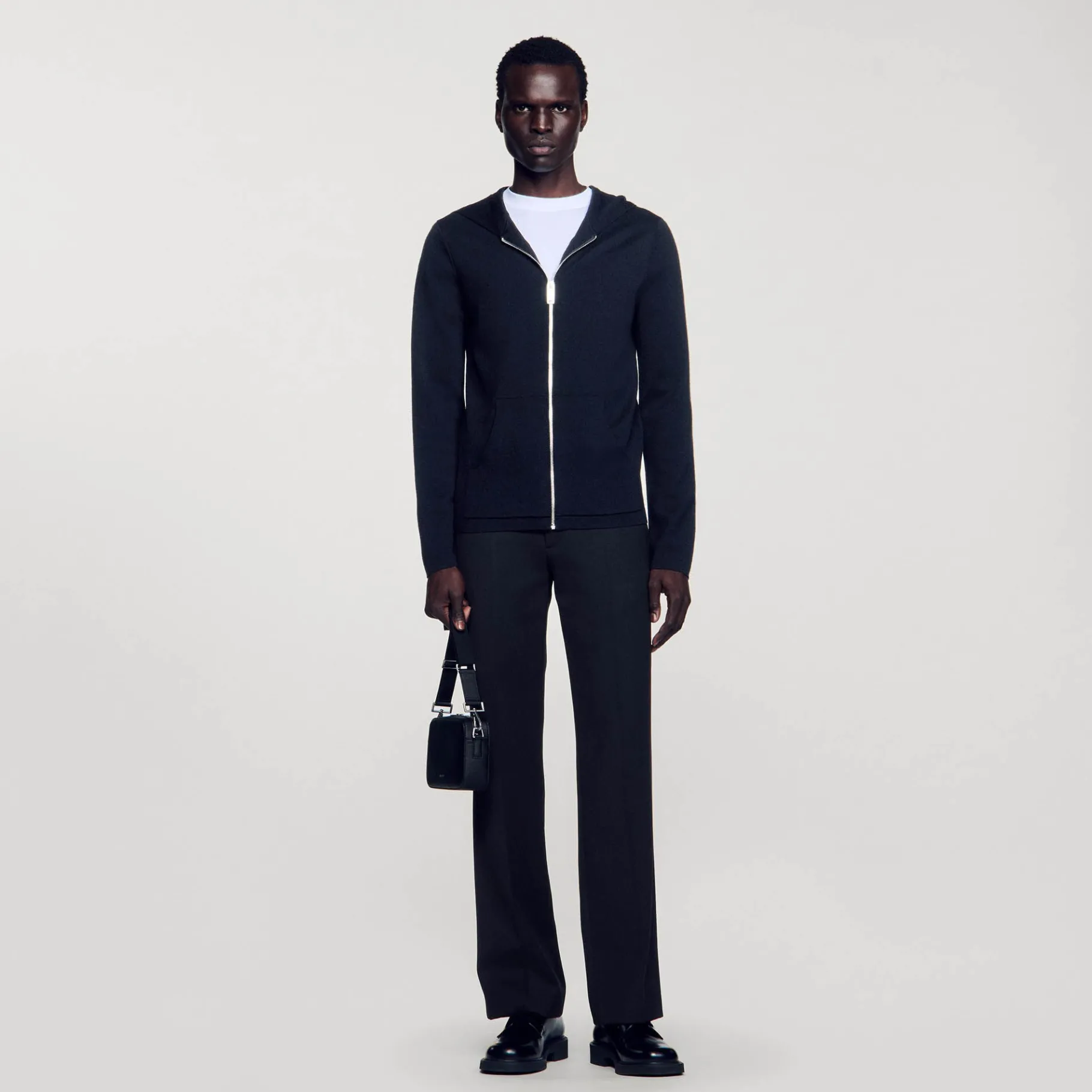 Cheap SANDRO Gilet Zippé Avec Capuche Noir