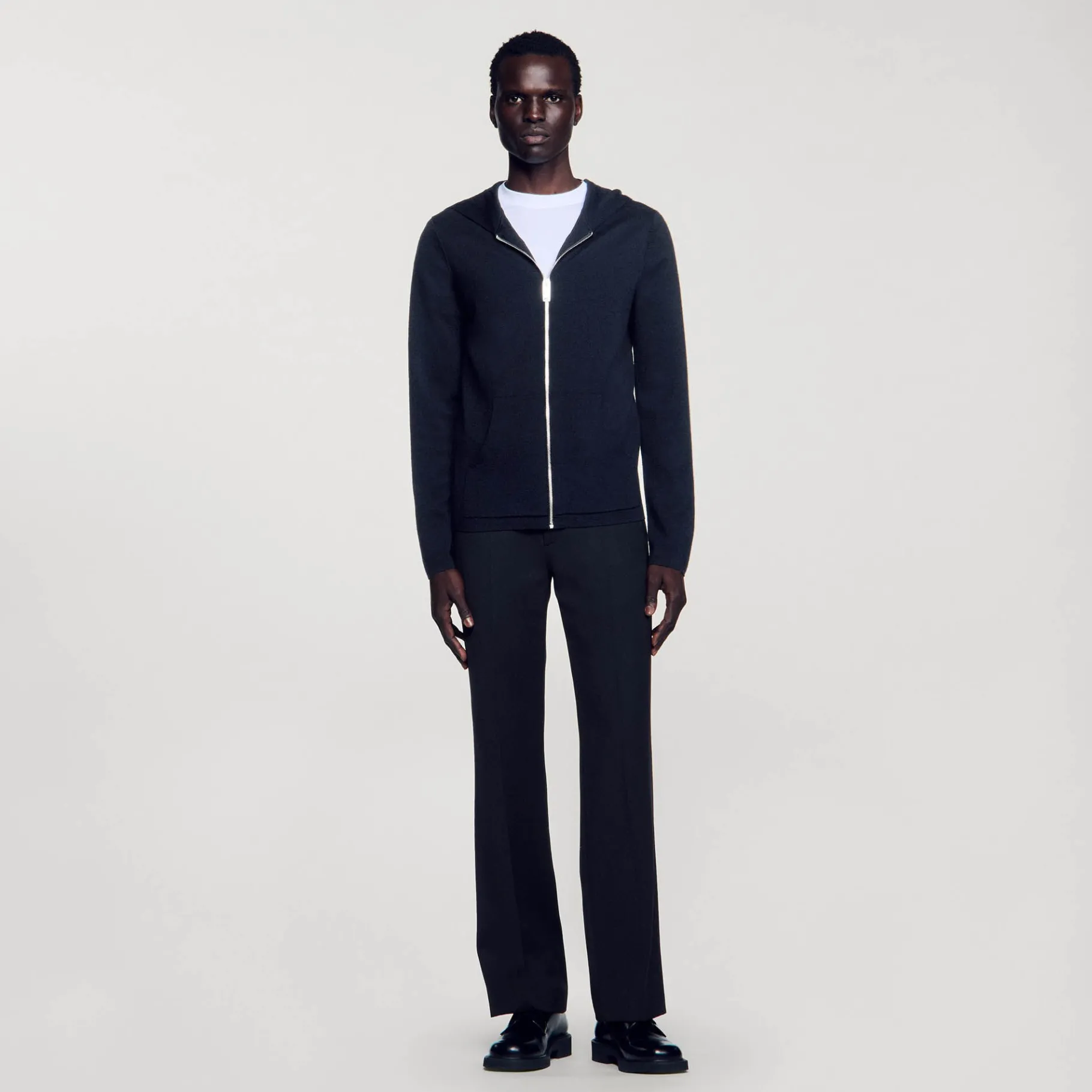 Cheap SANDRO Gilet Zippé Avec Capuche Noir