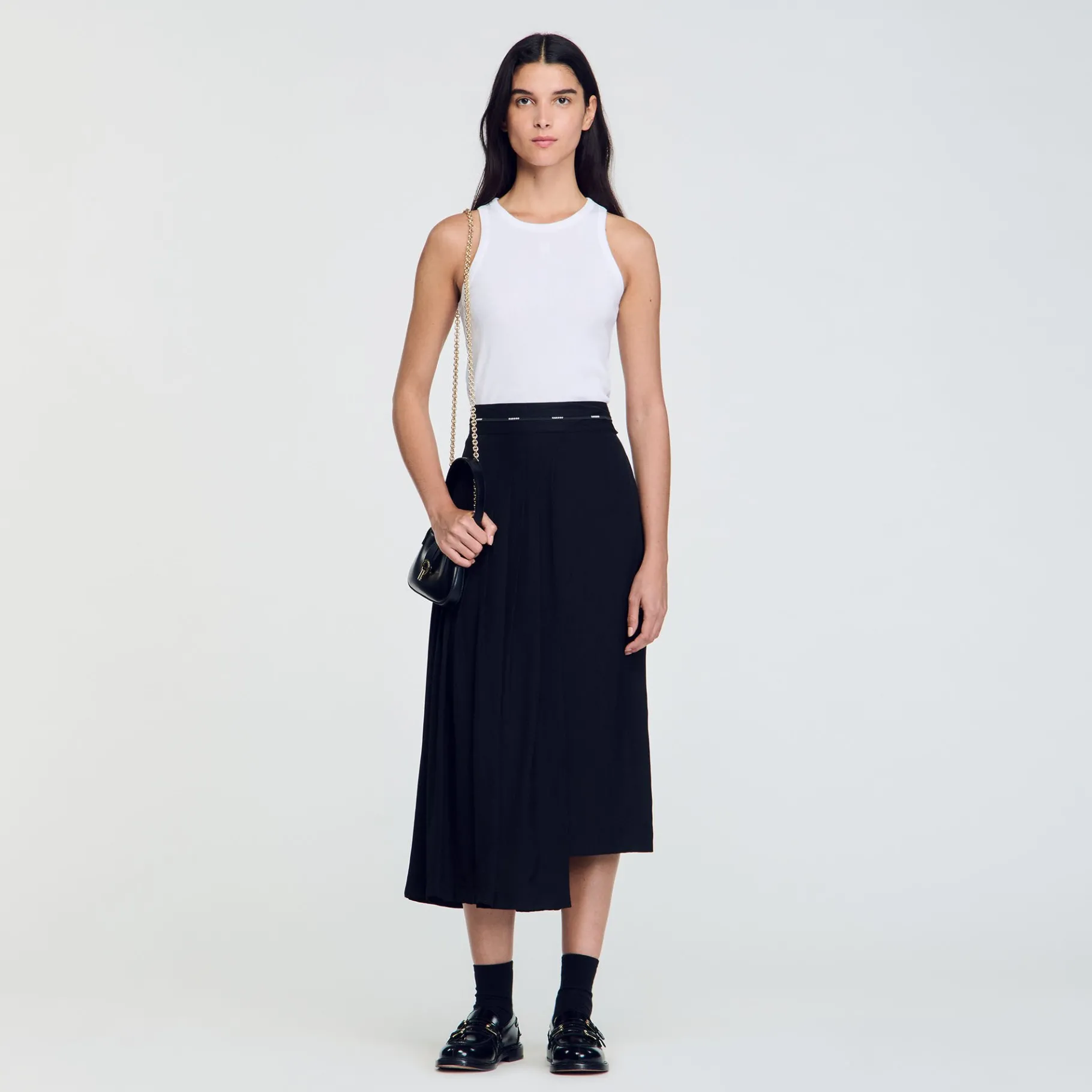 Discount SANDRO Jupe Longue Asymétrique Noir