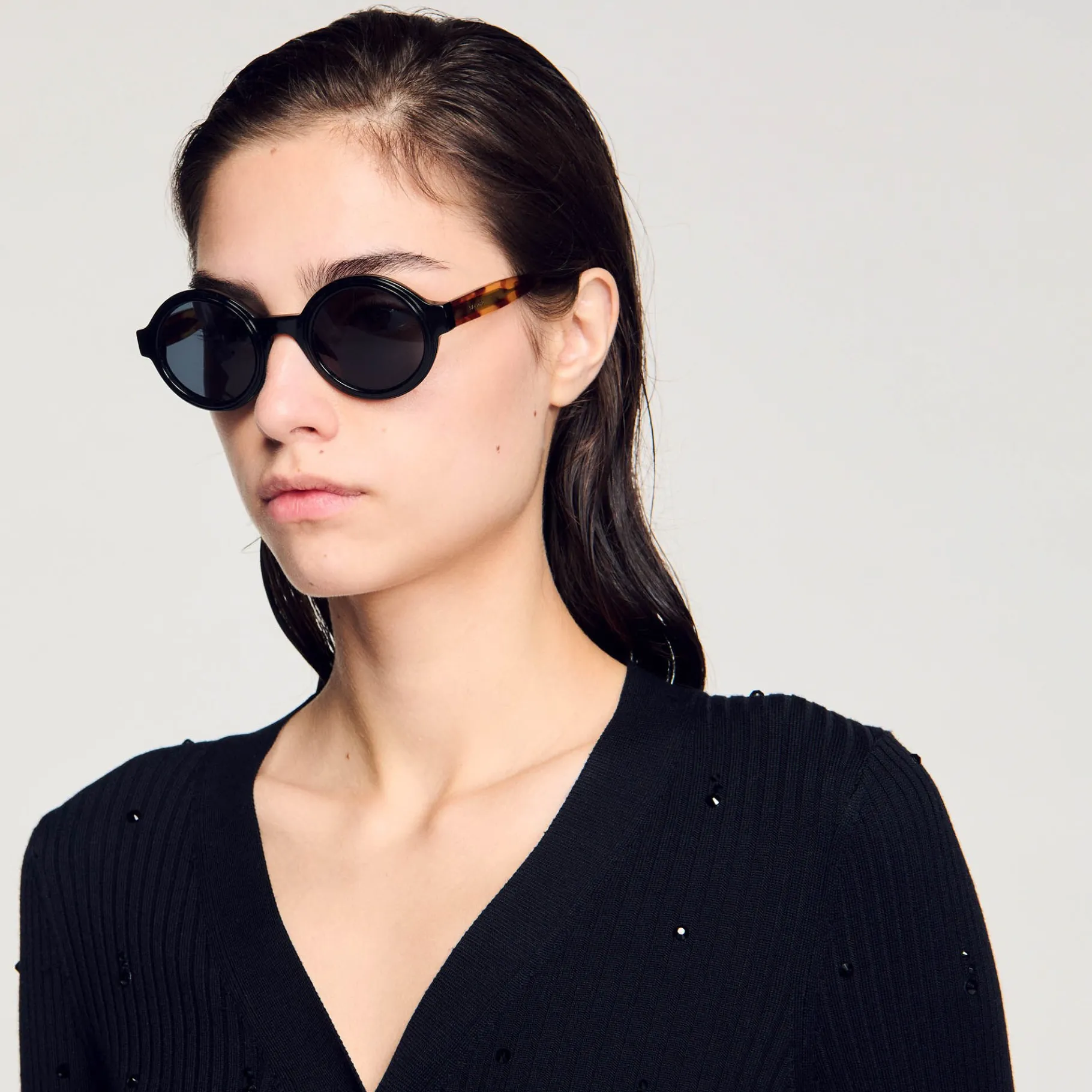 Fashion SANDRO Lunettes De Soleil Rondes Noir