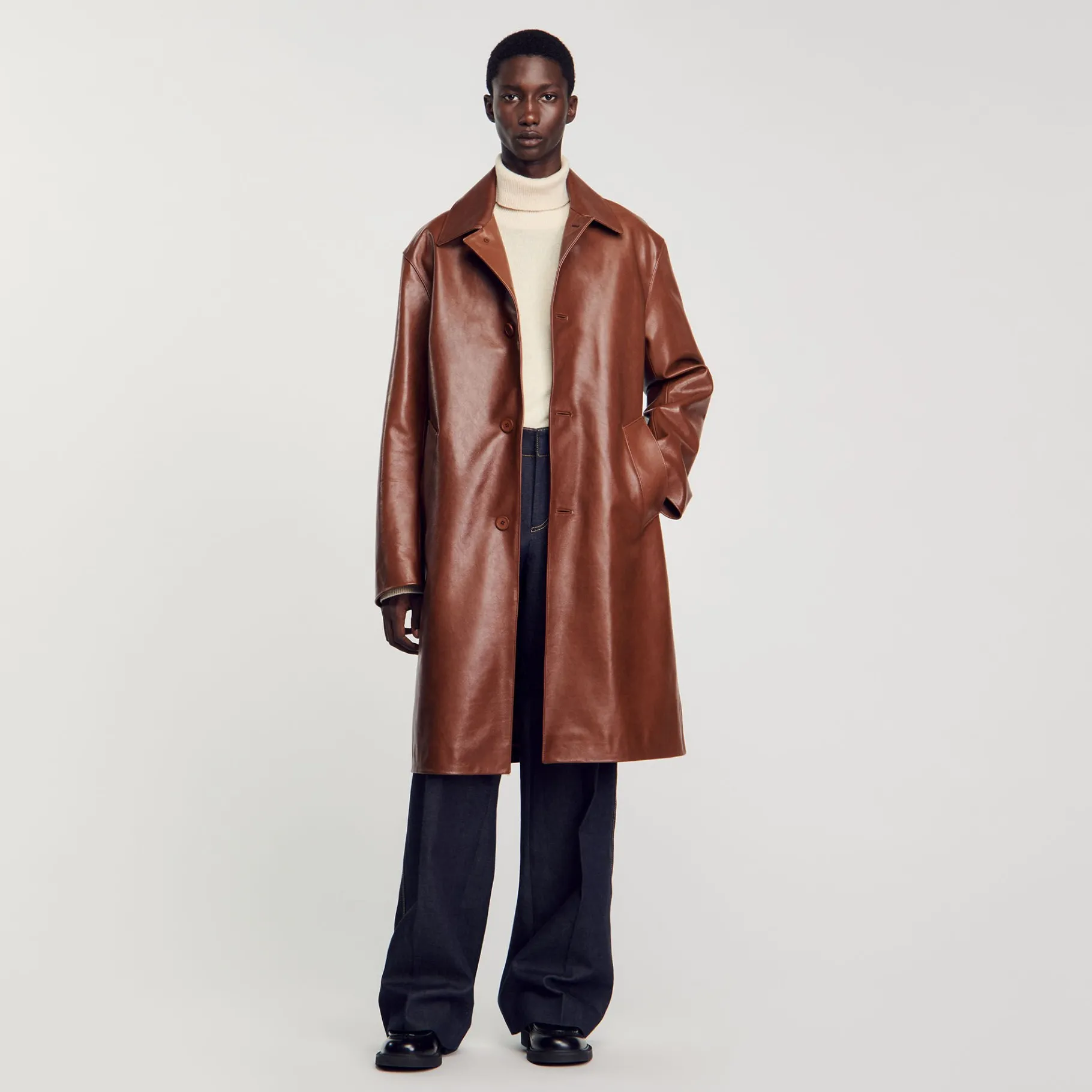 Clearance SANDRO Mac En Cuir Cognac