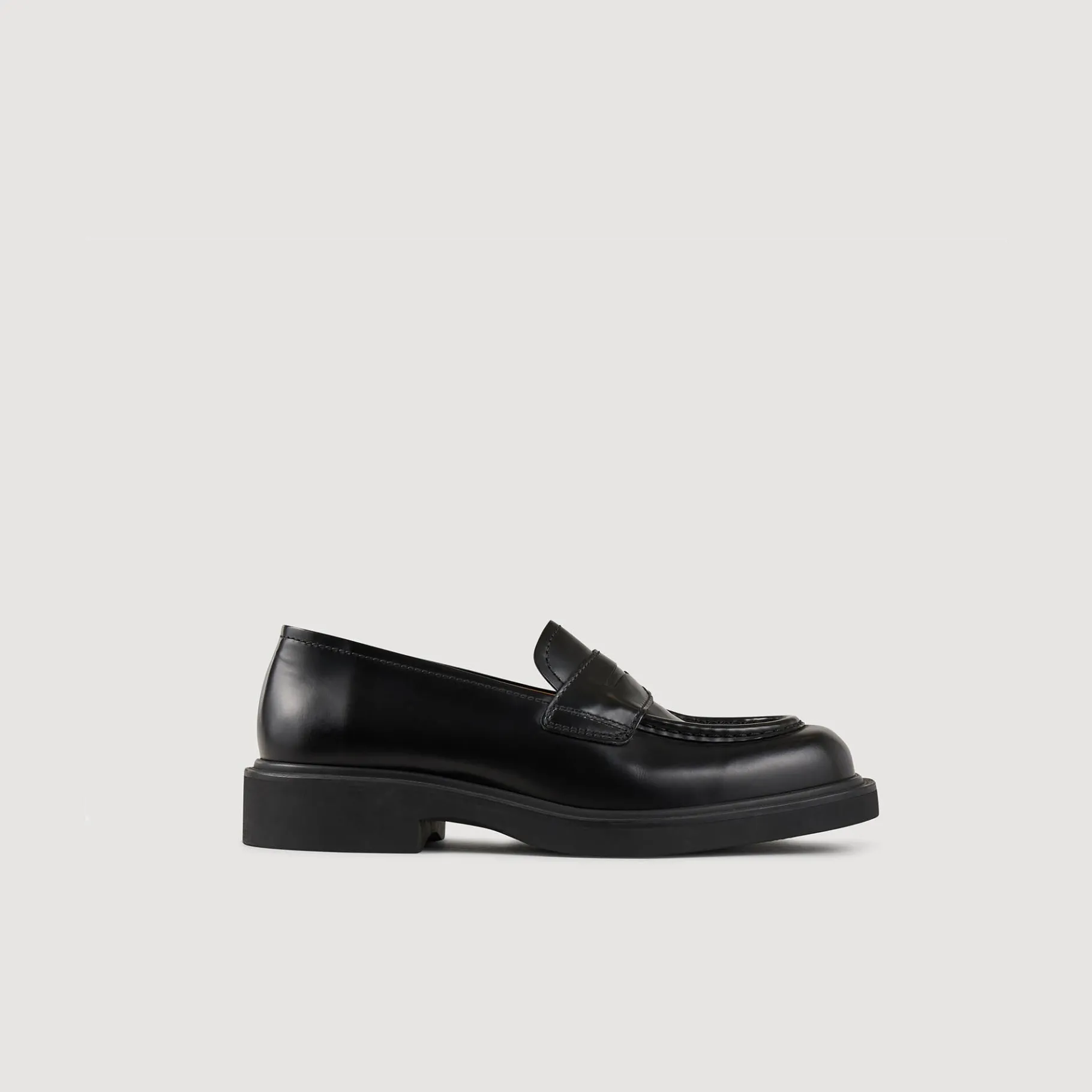 Fashion SANDRO Mocassins En Cuir Glacé Noir