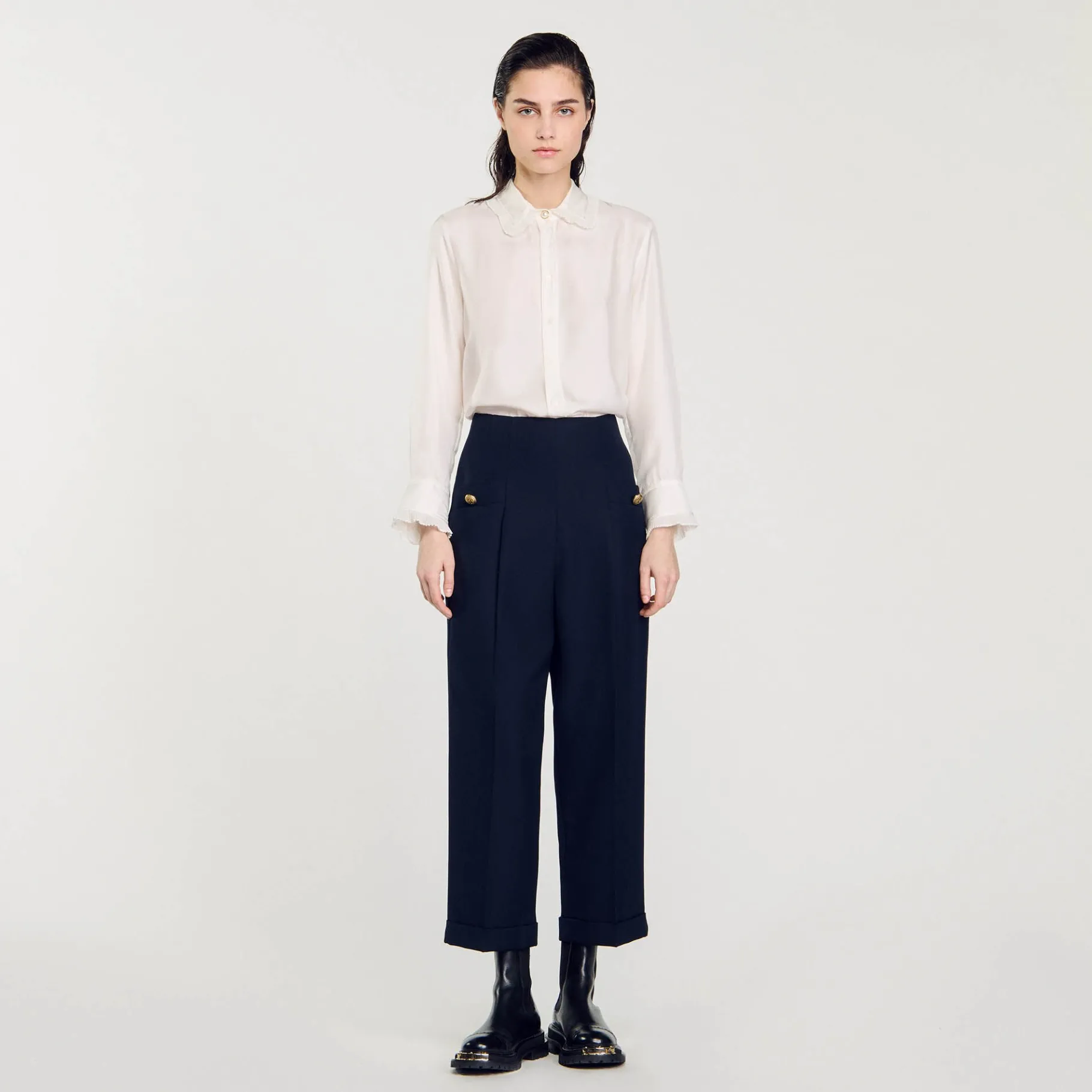 Clearance SANDRO Pantalon à Plis Marine