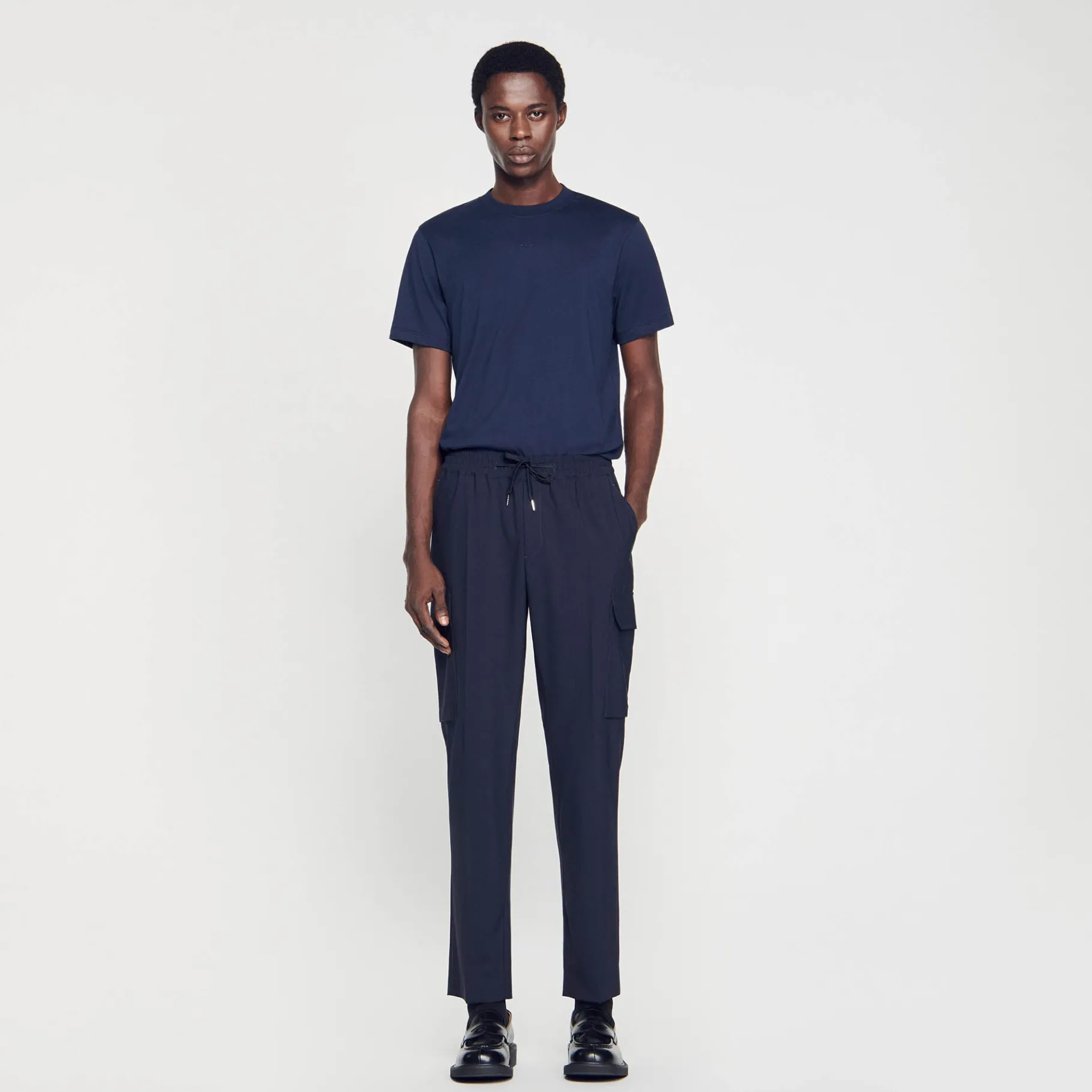 Sale SANDRO Pantalon Cargo élastiqué Marine