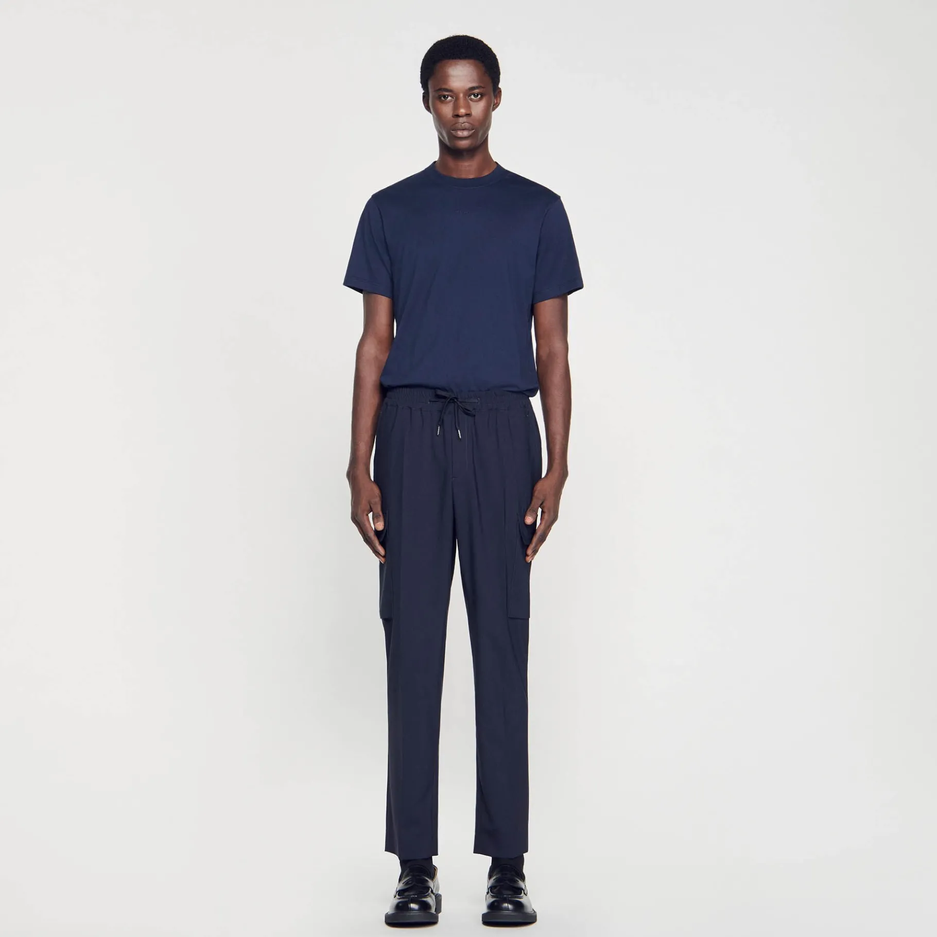 Sale SANDRO Pantalon Cargo élastiqué Marine