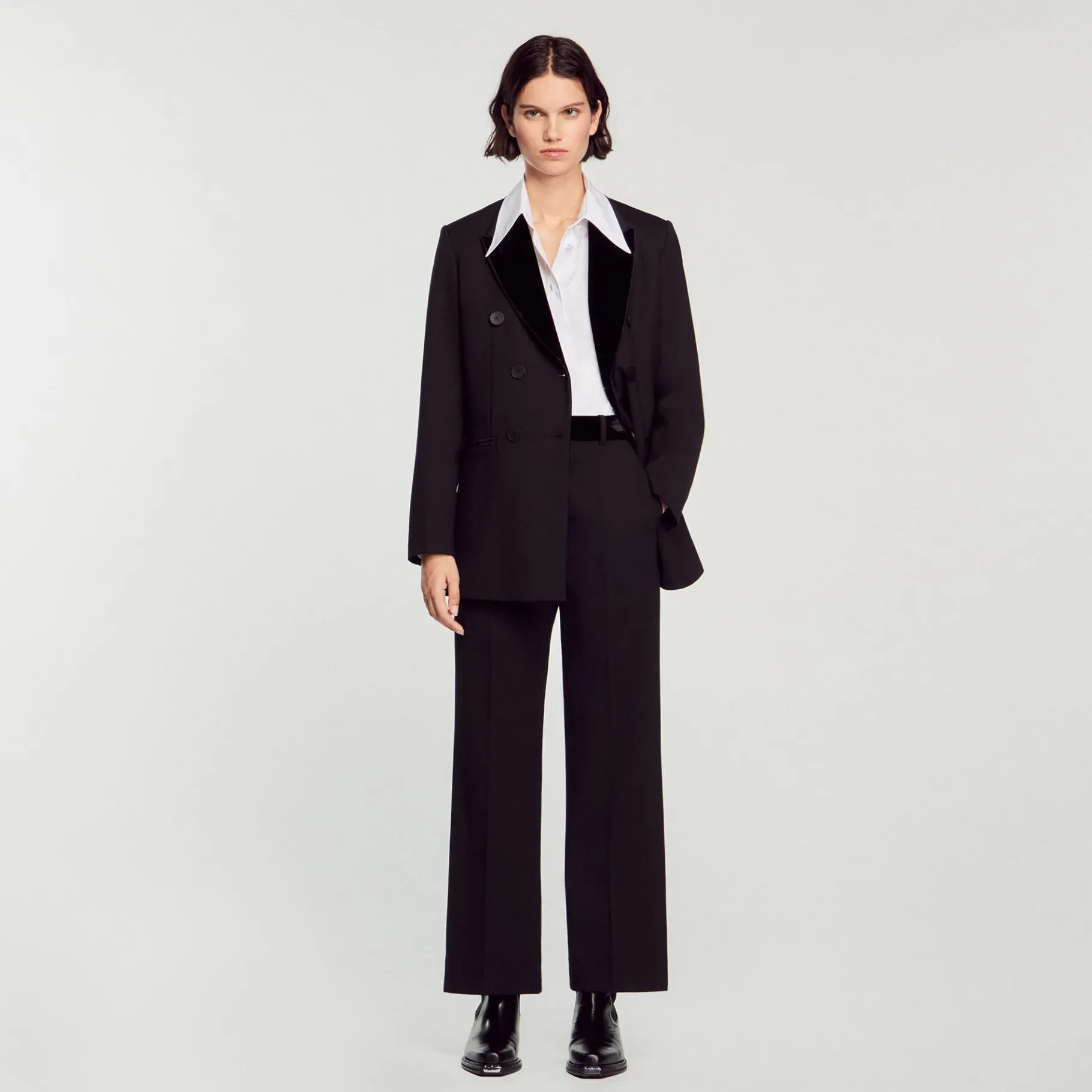 Clearance SANDRO Pantalon De Costume Droit Noir