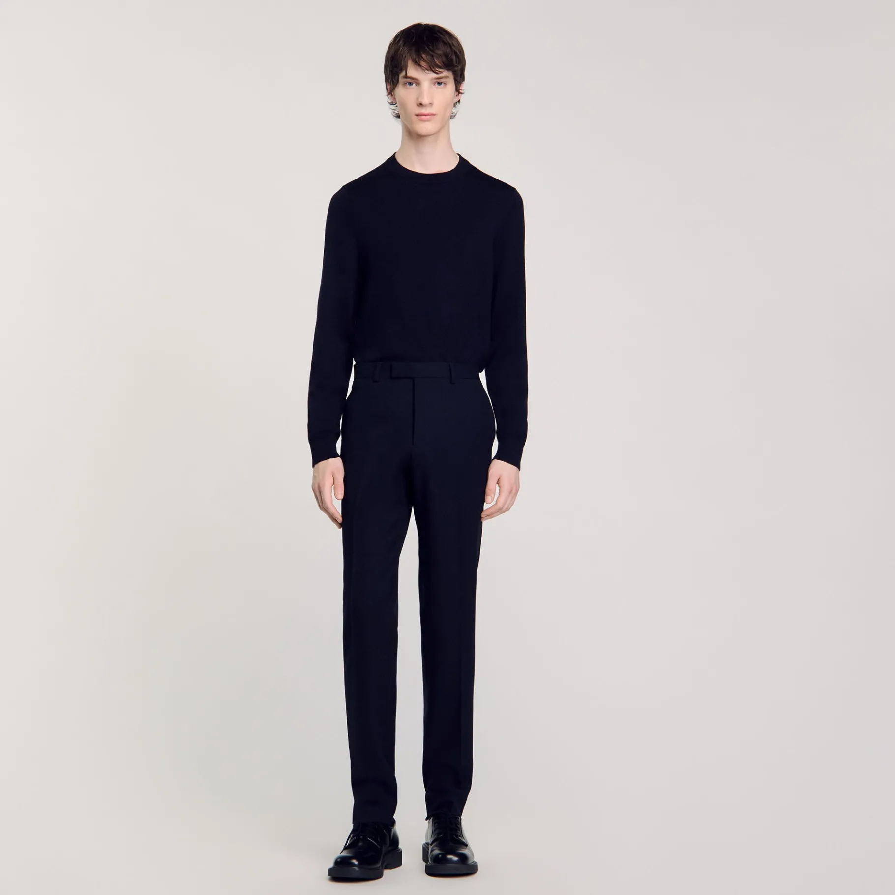 Fashion SANDRO Pantalon De Costume En Laine Marine