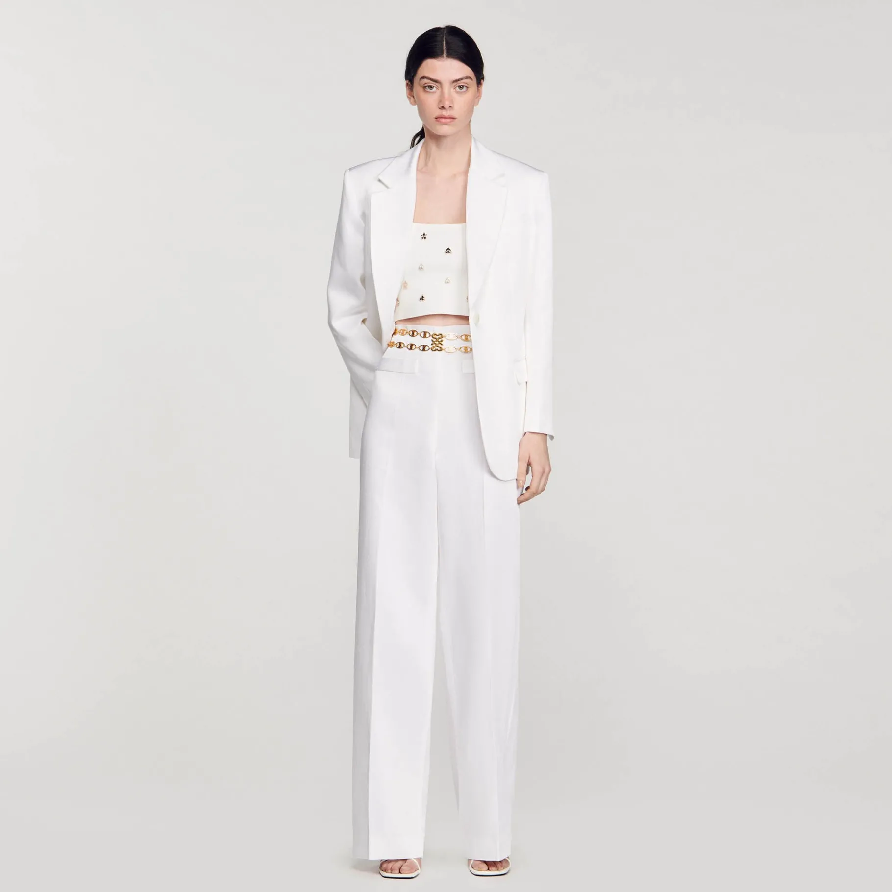 Clearance SANDRO Pantalon De Costume Large blanc