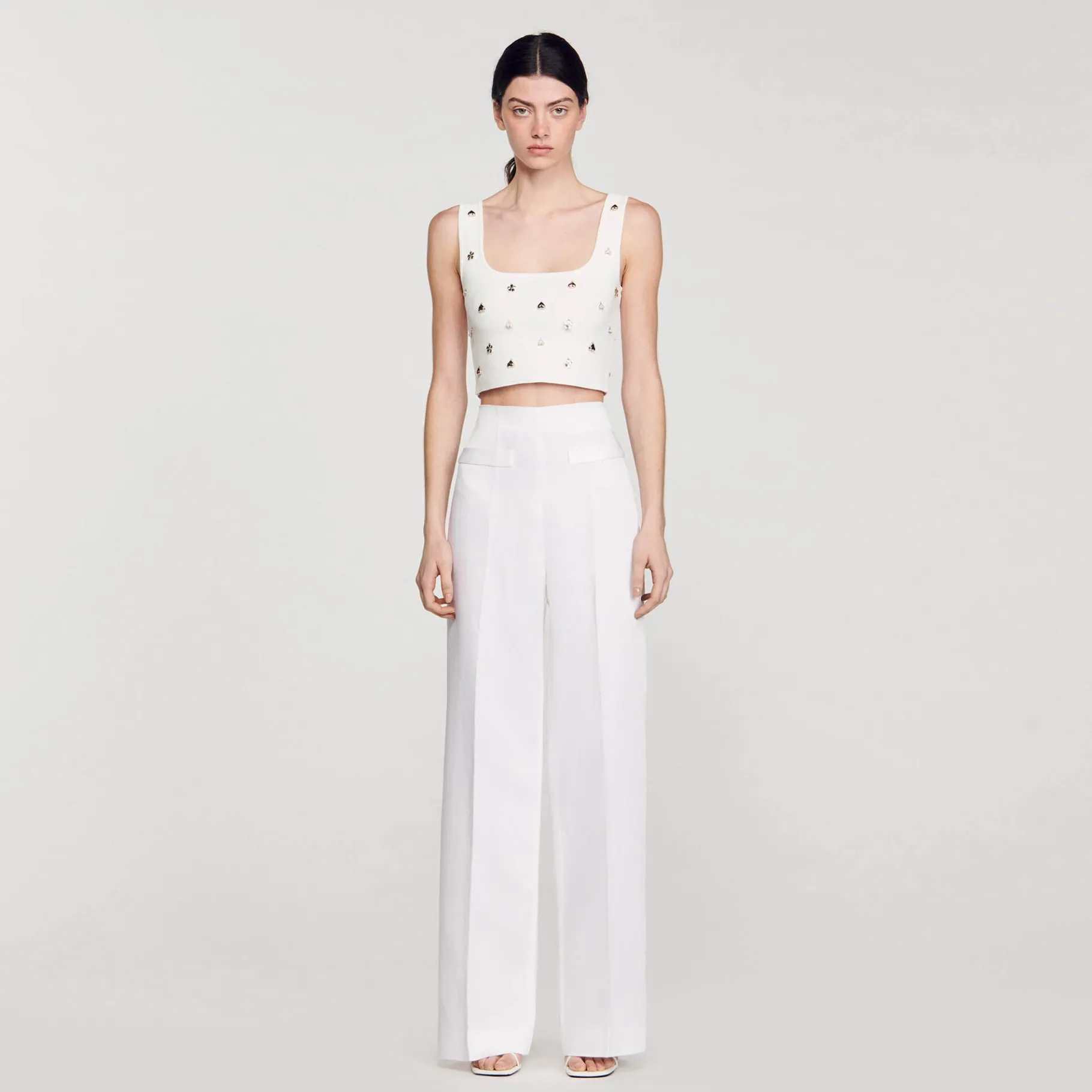 Clearance SANDRO Pantalon De Costume Large blanc