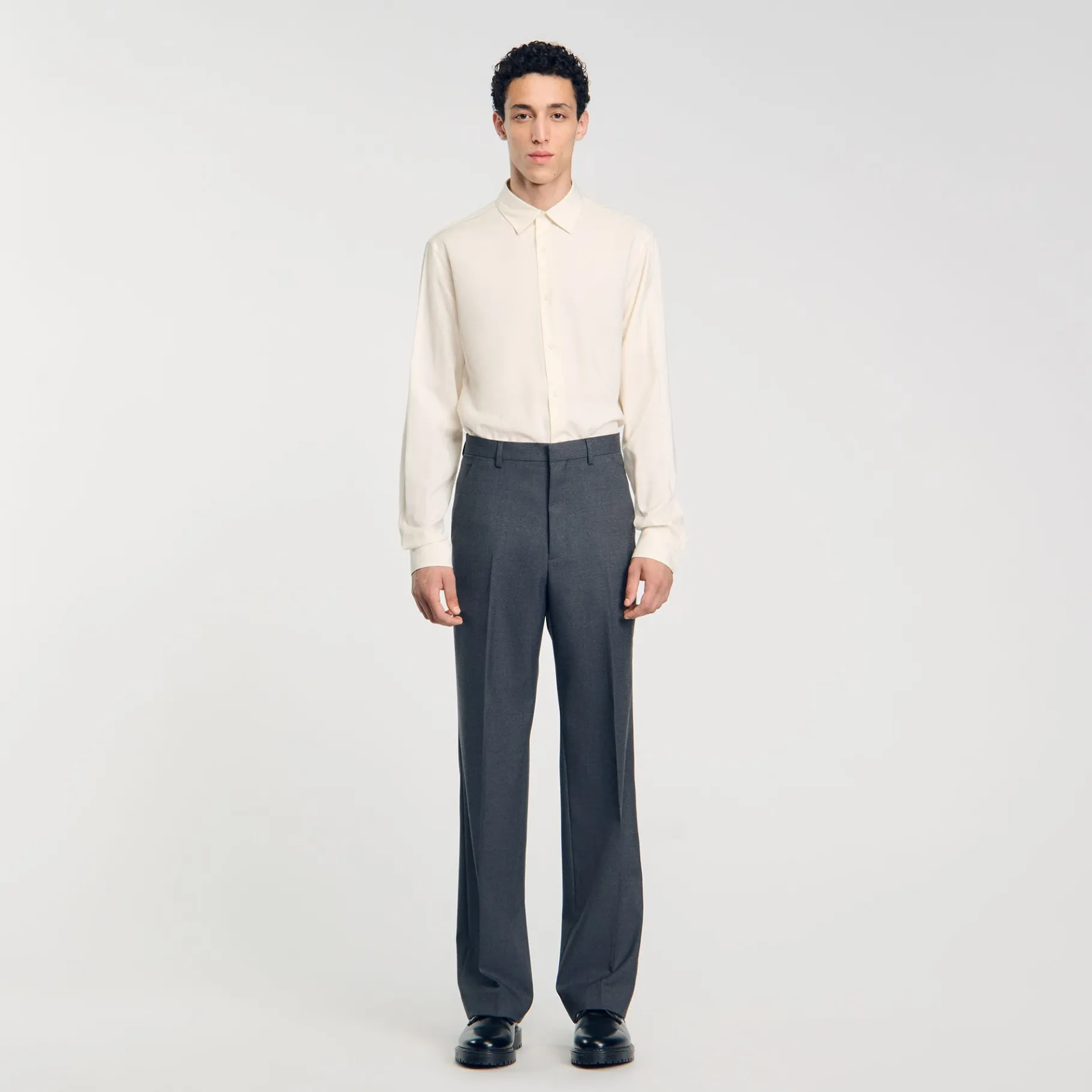 Fashion SANDRO Pantalon De Costume Large Gris