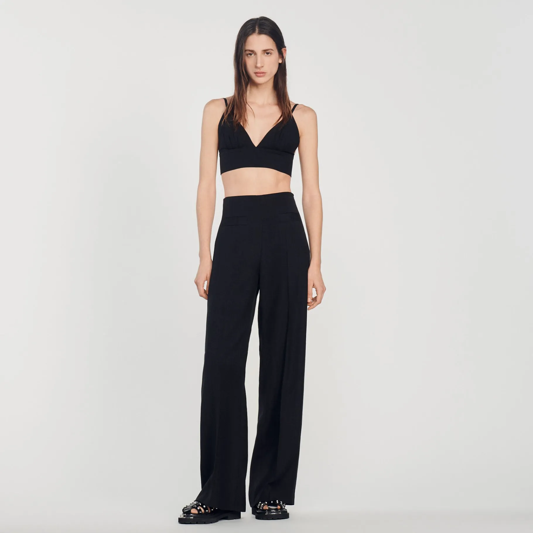 New SANDRO Pantalon De Costume Large Noir