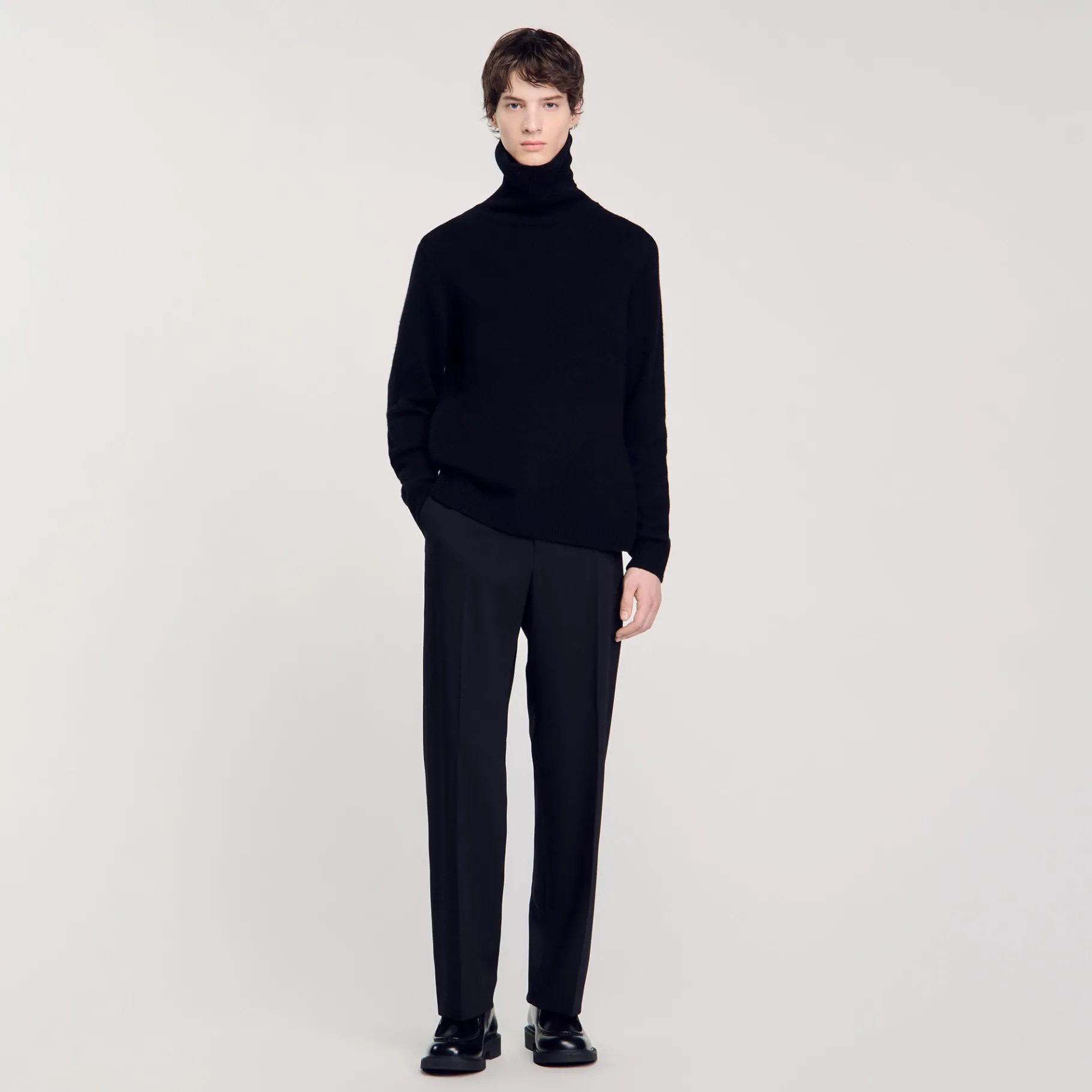 Best SANDRO Pantalon Large En Laine Noir