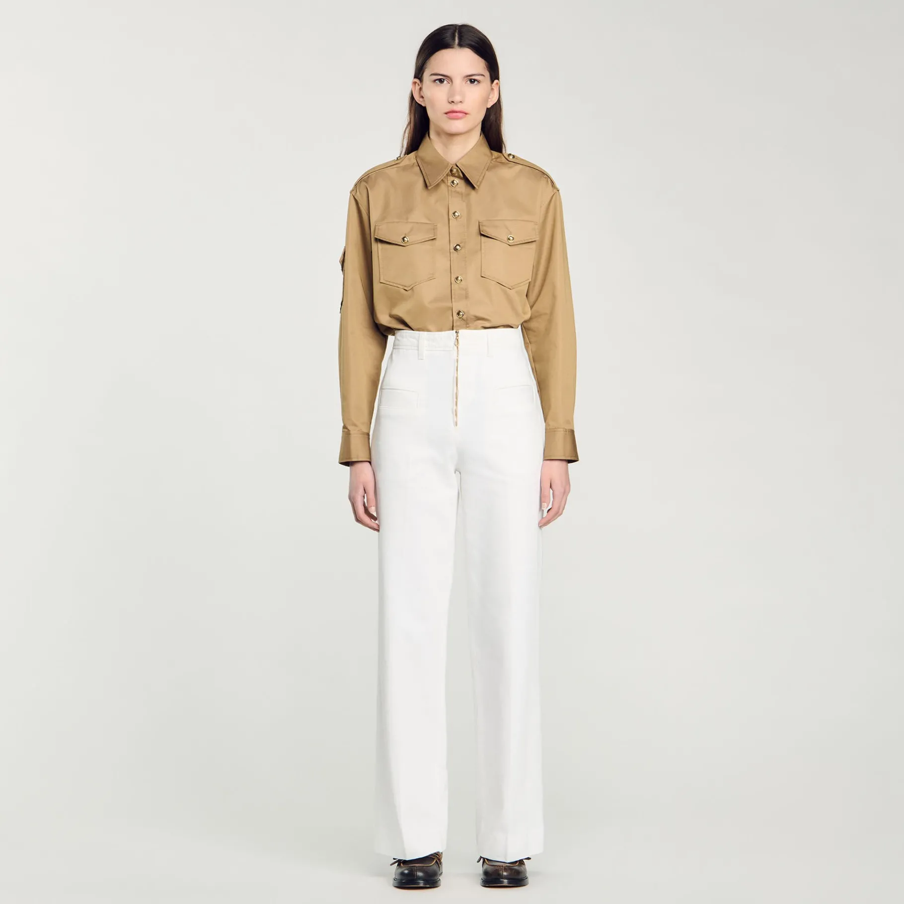 Hot SANDRO Pantalon Large En Toile blanc