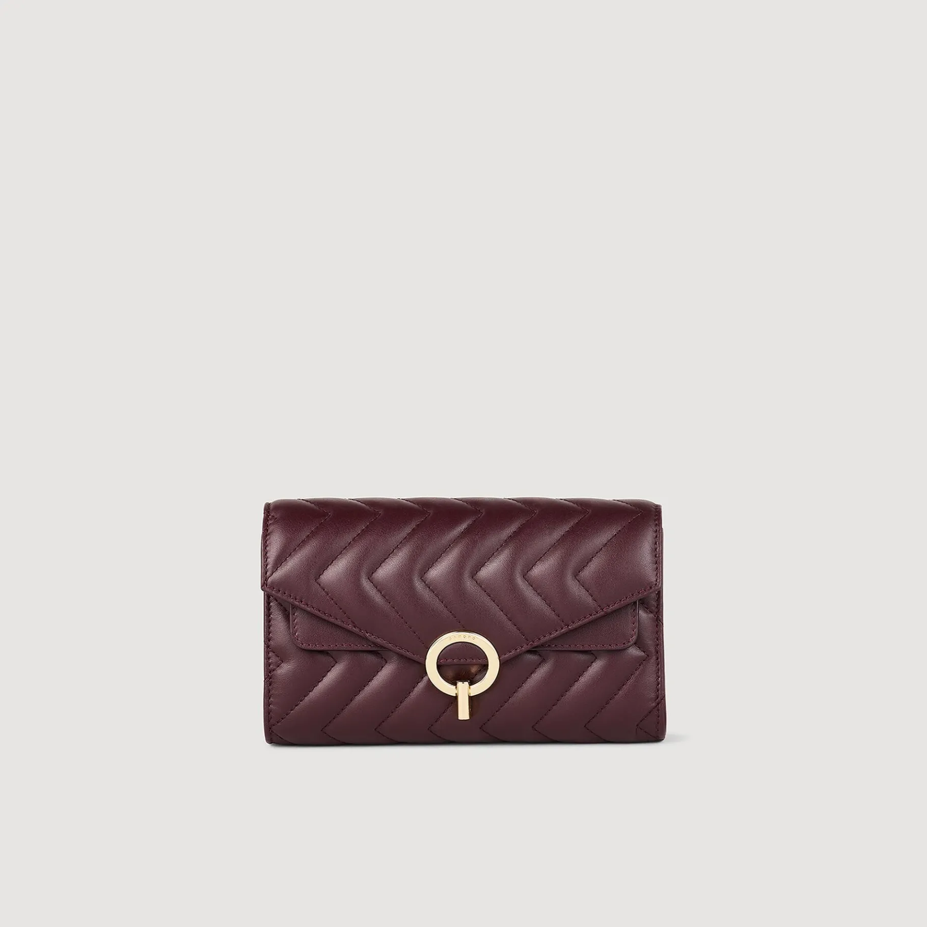Hot SANDRO Pochette Crossbody En Cuir Bordeaux