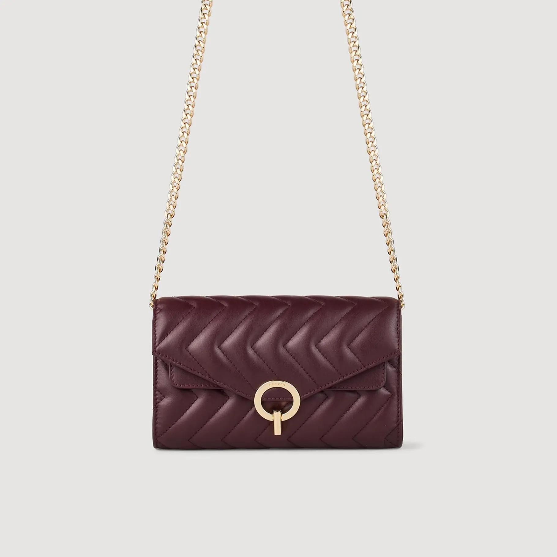 Hot SANDRO Pochette Crossbody En Cuir Bordeaux