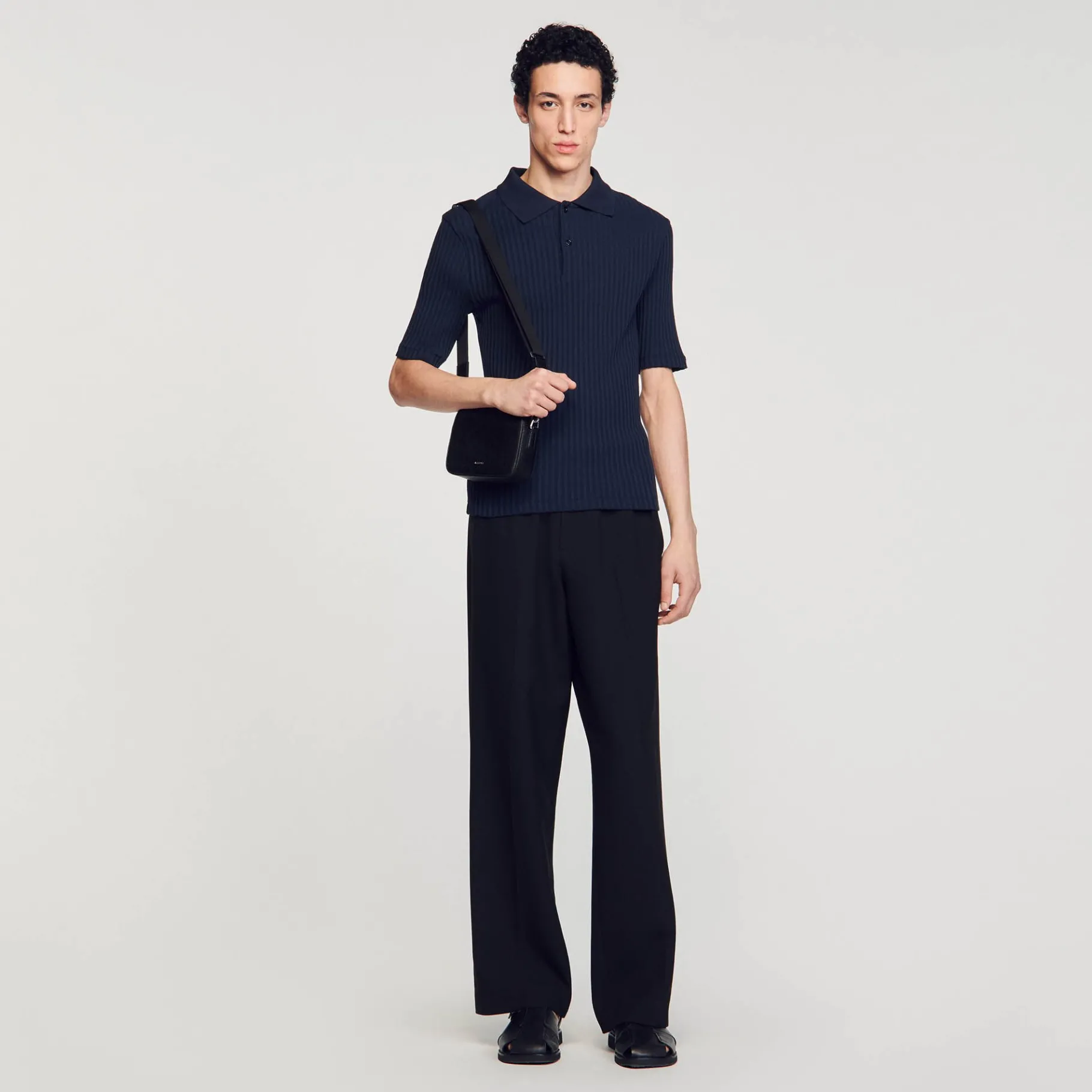 Discount SANDRO Polo En Coton Marine
