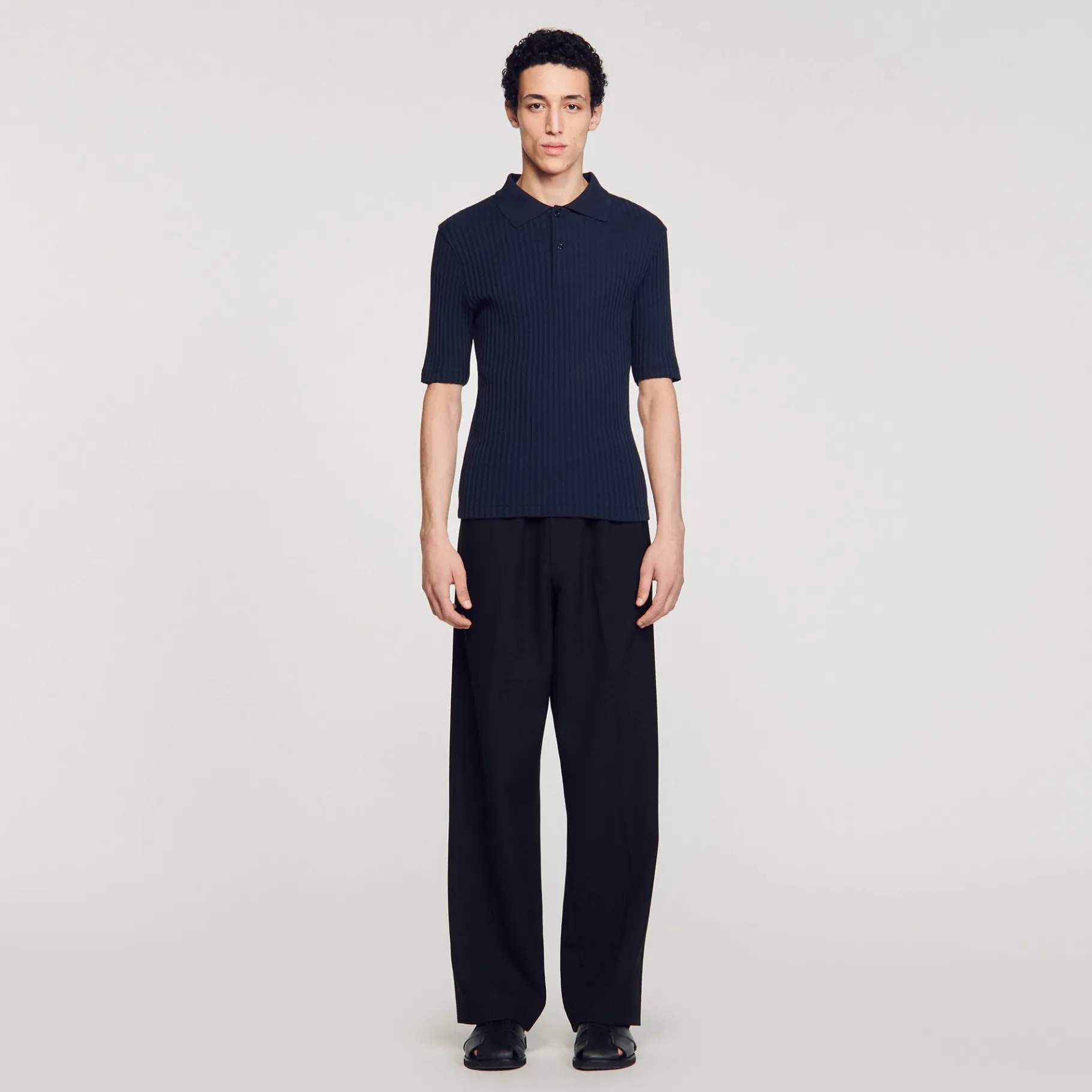 Discount SANDRO Polo En Coton Marine
