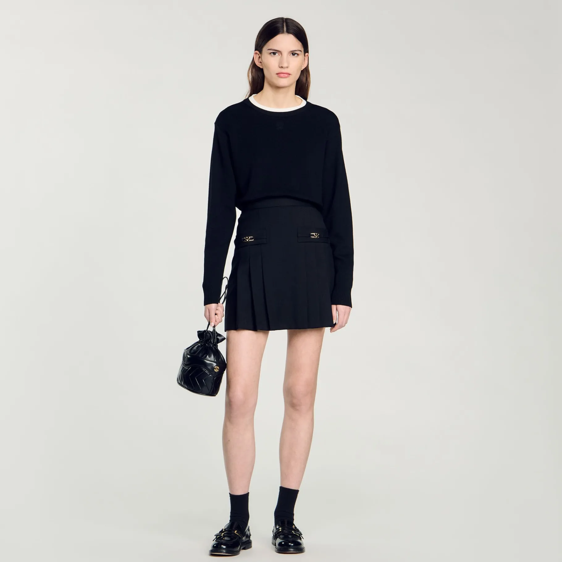 New SANDRO Pull En Laine Mélangée Noir
