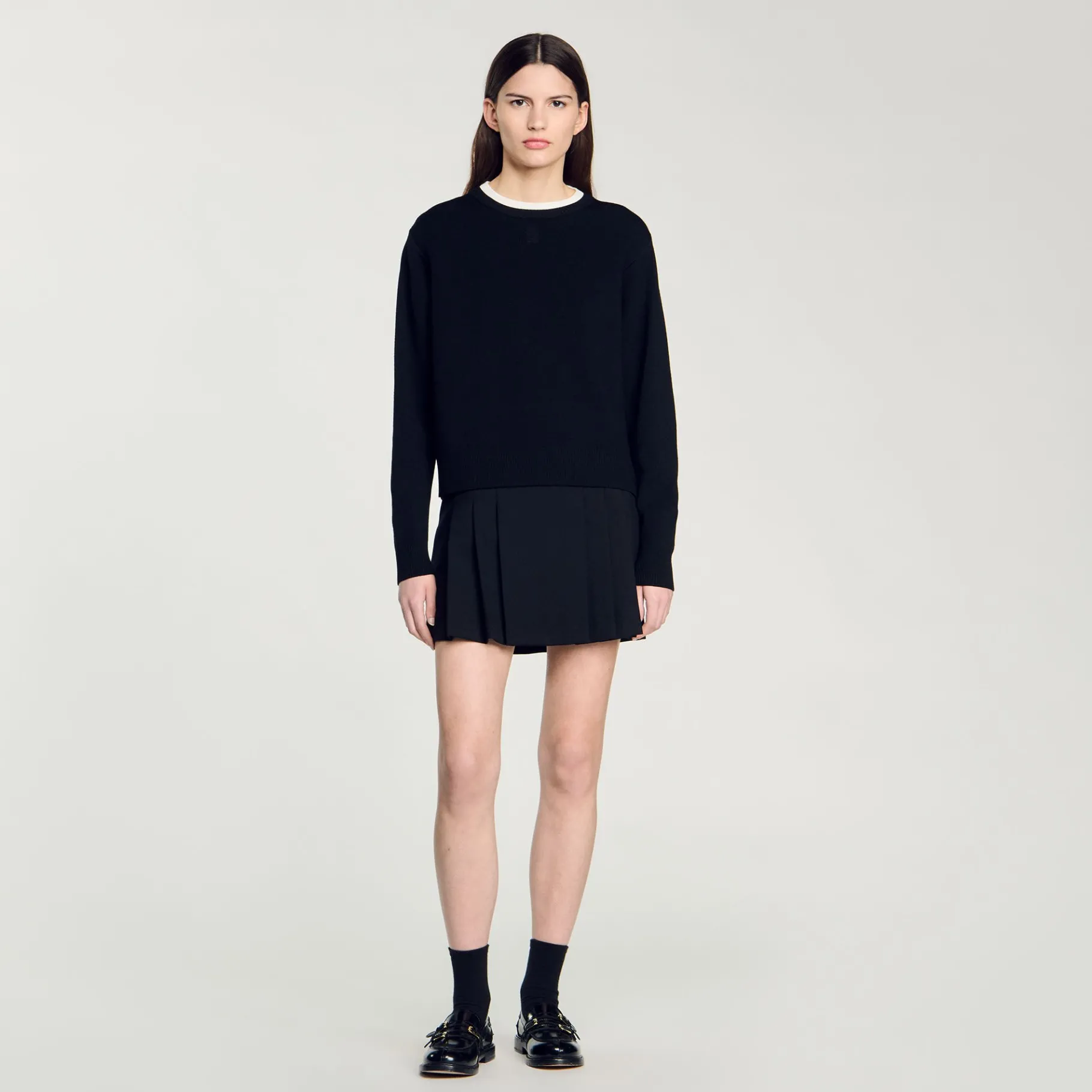 New SANDRO Pull En Laine Mélangée Noir