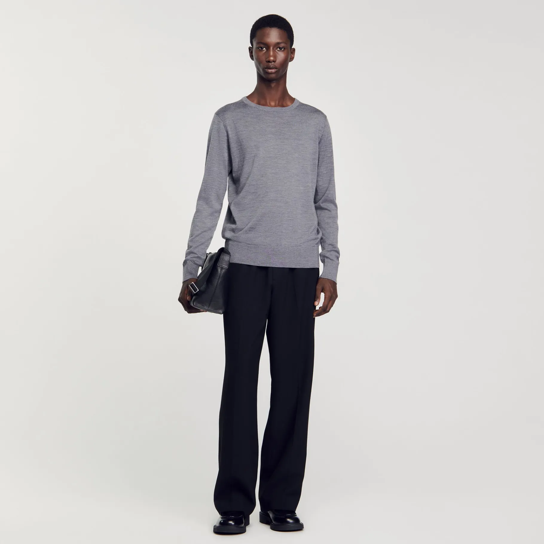 Best SANDRO Pull En Maille Fine gris chiné