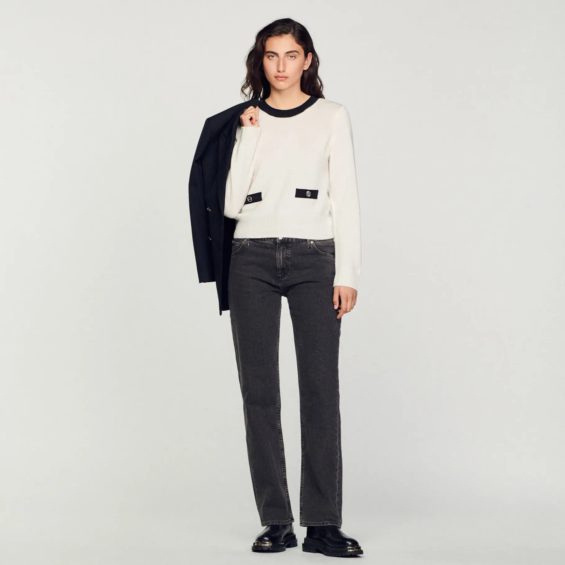 Sale SANDRO Pull En Maille Fine Ecru