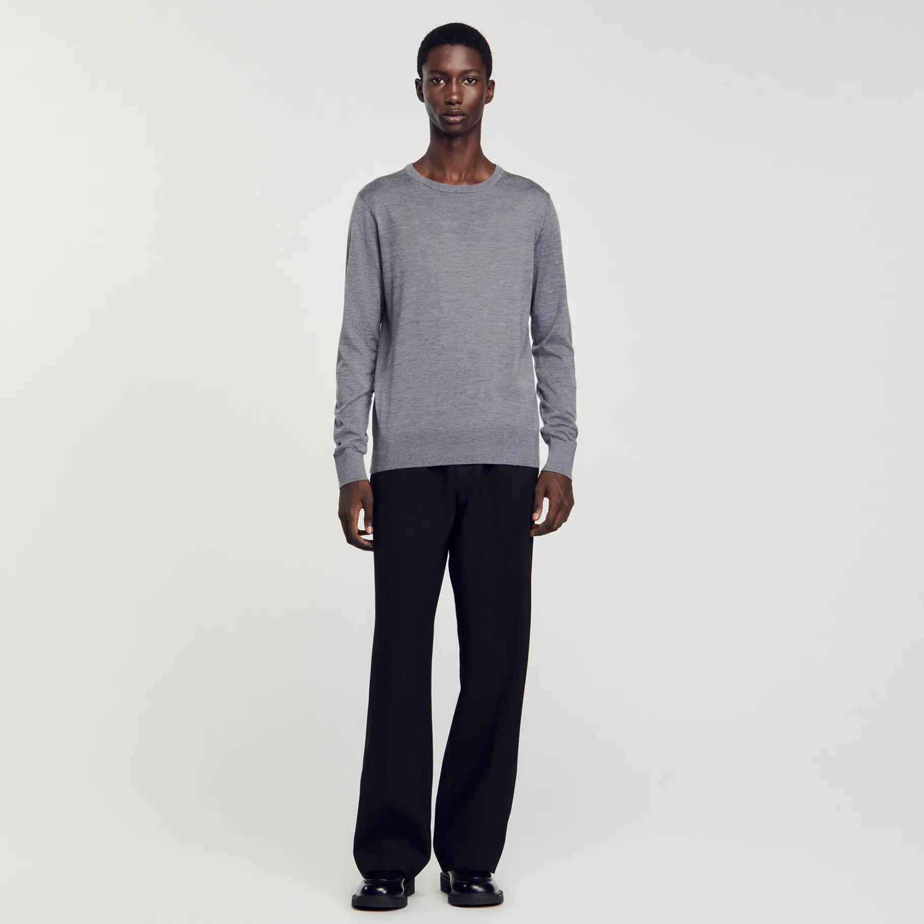 Best SANDRO Pull En Maille Fine gris chiné