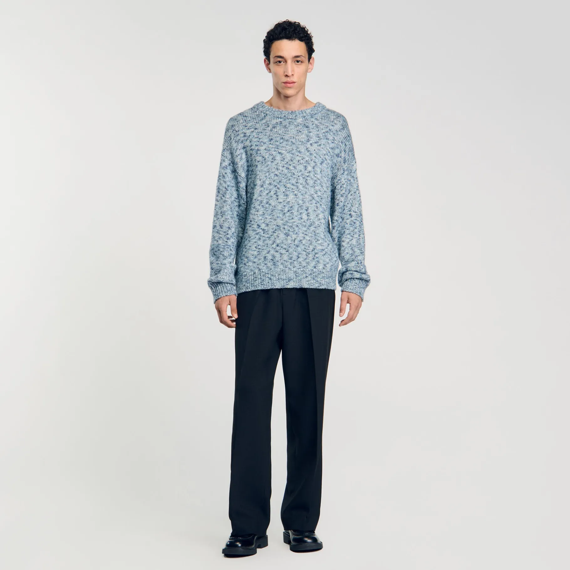 Fashion SANDRO Pull En Maille Moulinée Bleu Ciel