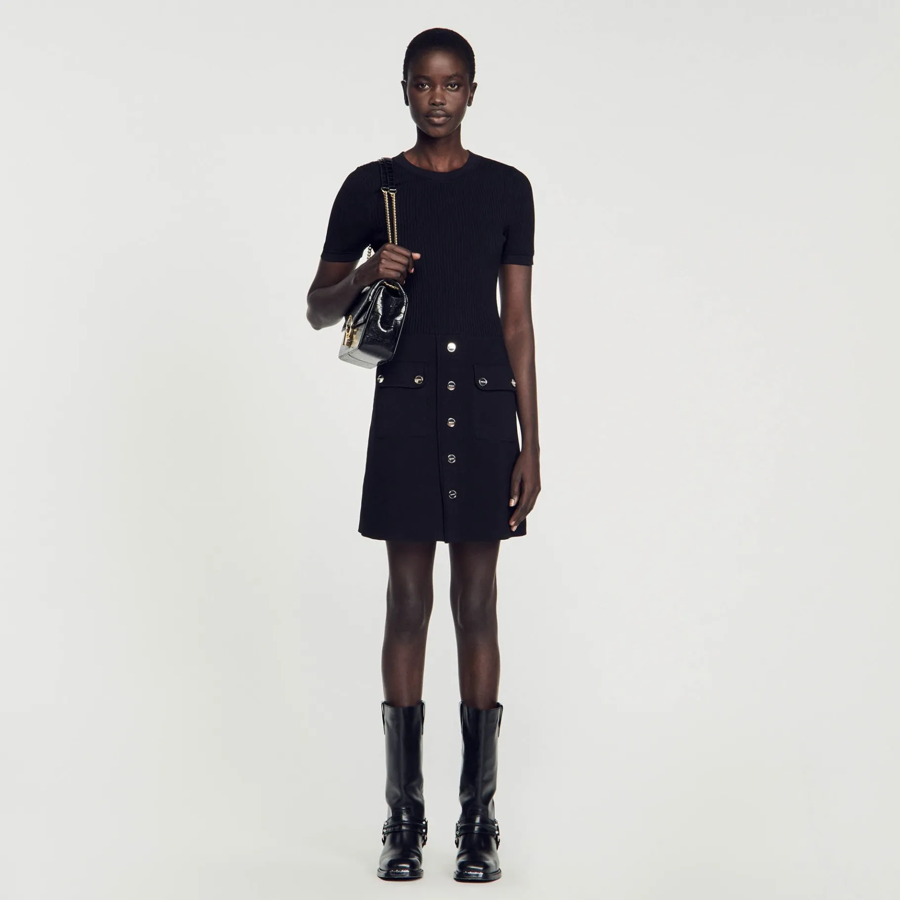 Best Sale SANDRO Robe En Maille Noir
