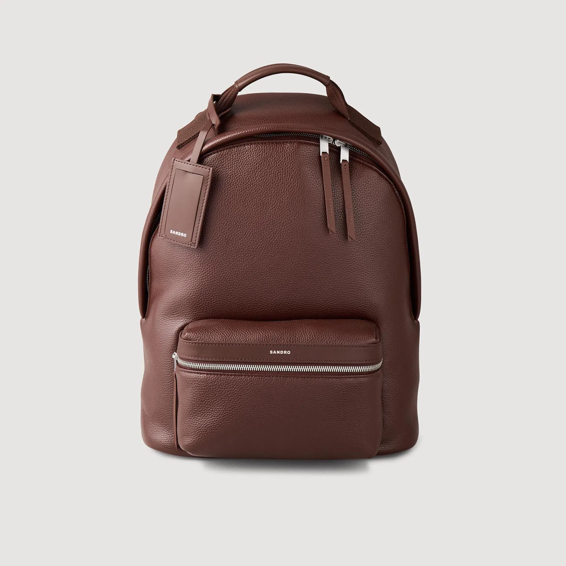 Shop SANDRO Sac à Dos En Toile Enduite Marron Foncé
