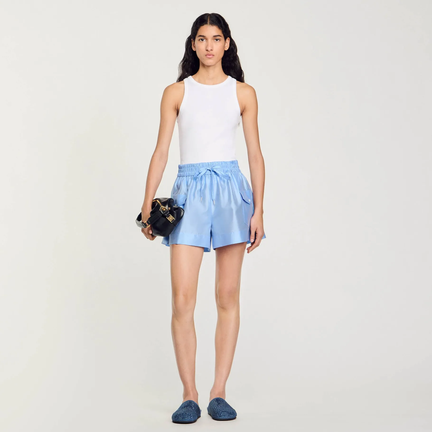 Online SANDRO Short à Poches Bleu Ciel